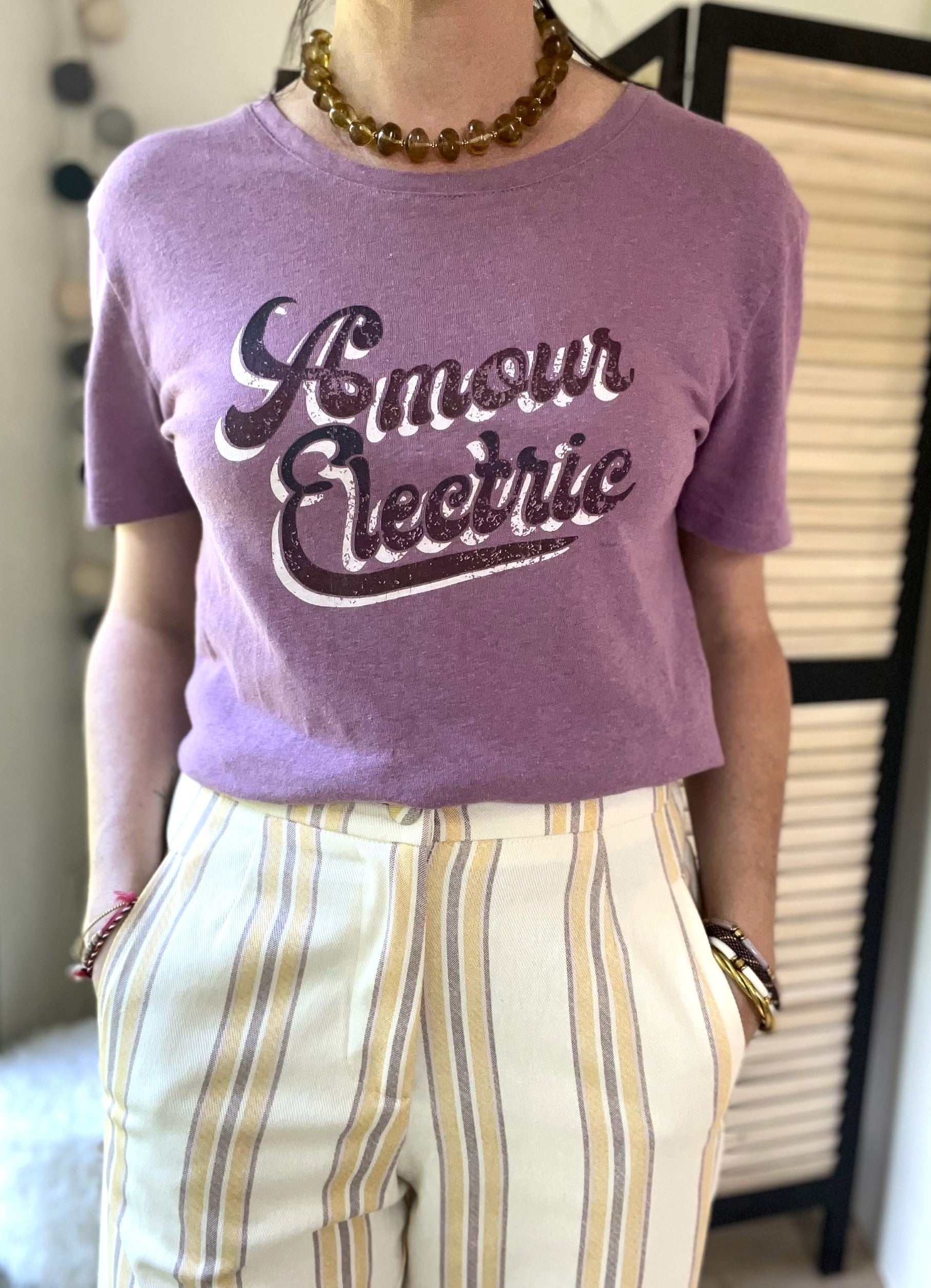 T-shirt coton et lin mauve - taille 1 - SUNCOO - Seconde main