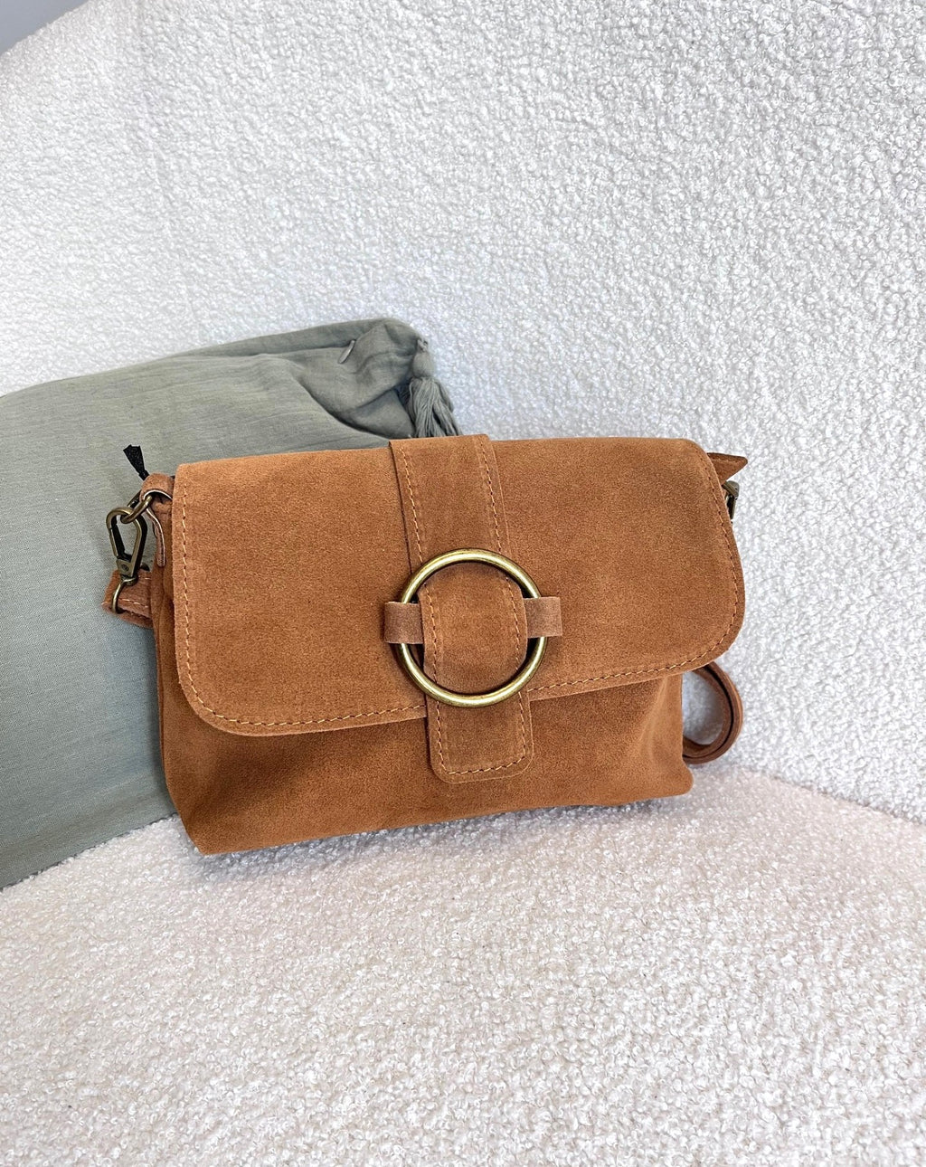 Sac bandoulière en croûte de cuir - 3 coloris – Neuf