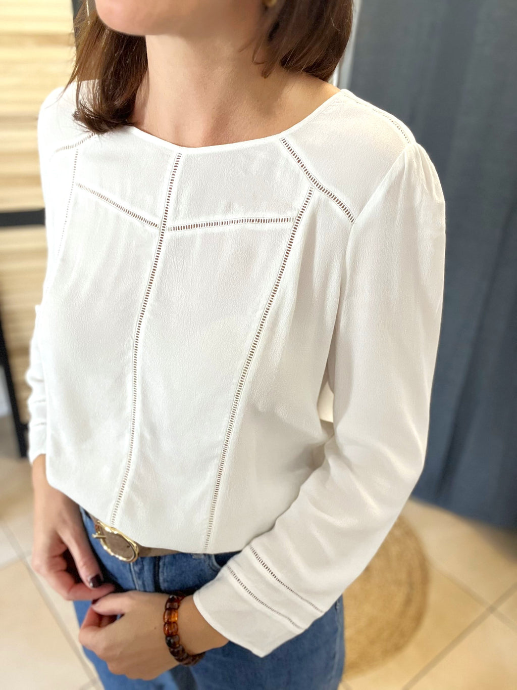 Blouse blanche ajourée COMPTOIR DES COTONNIERS - Seconde main