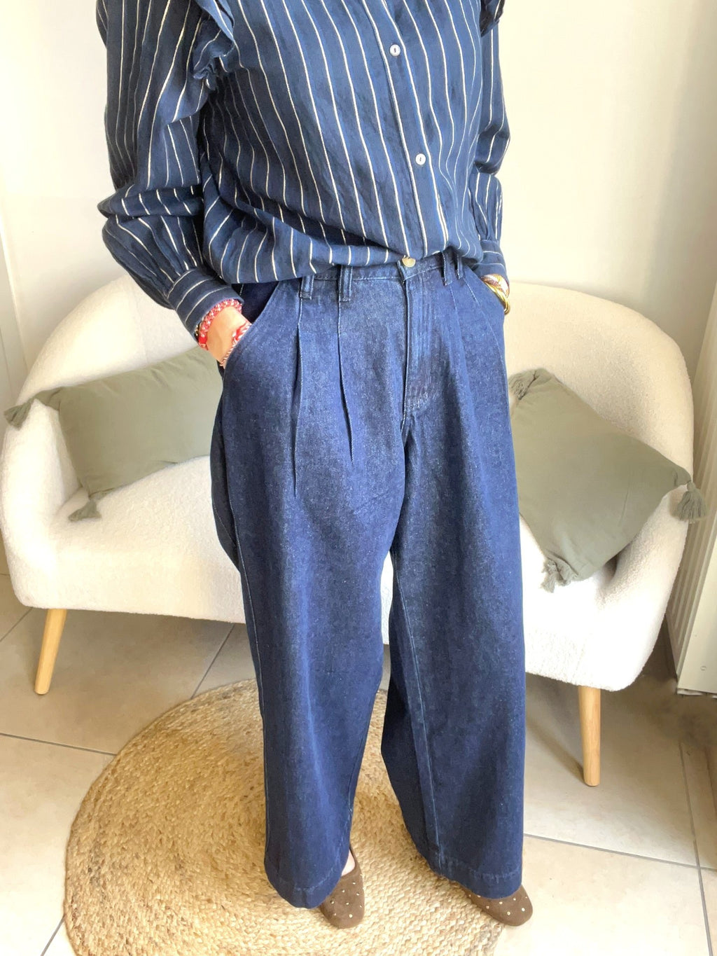 Jean wide bleu marine FRNCH - Neuf