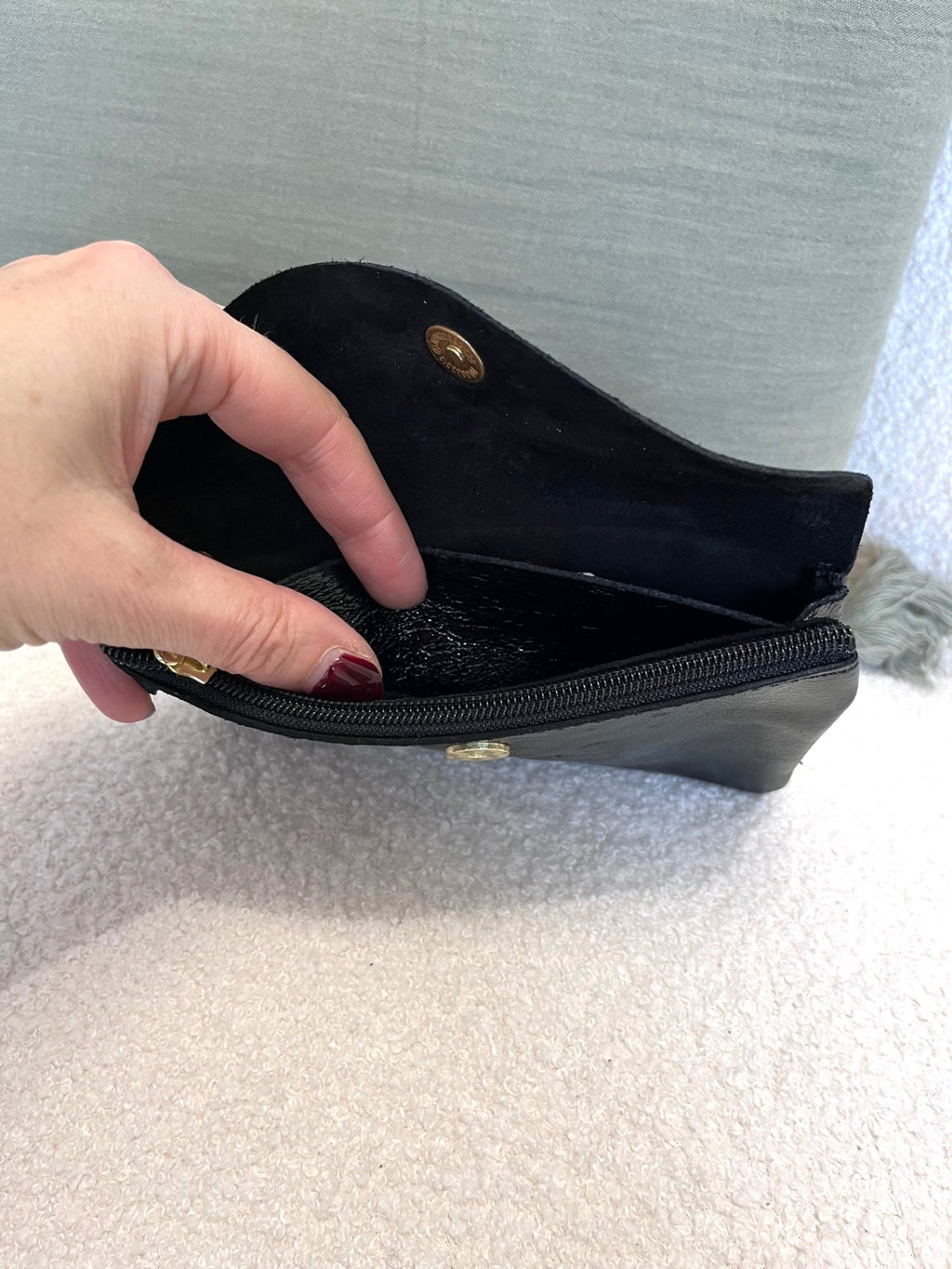 Porte-monnaie femme en cuir irisé noir - Neuf