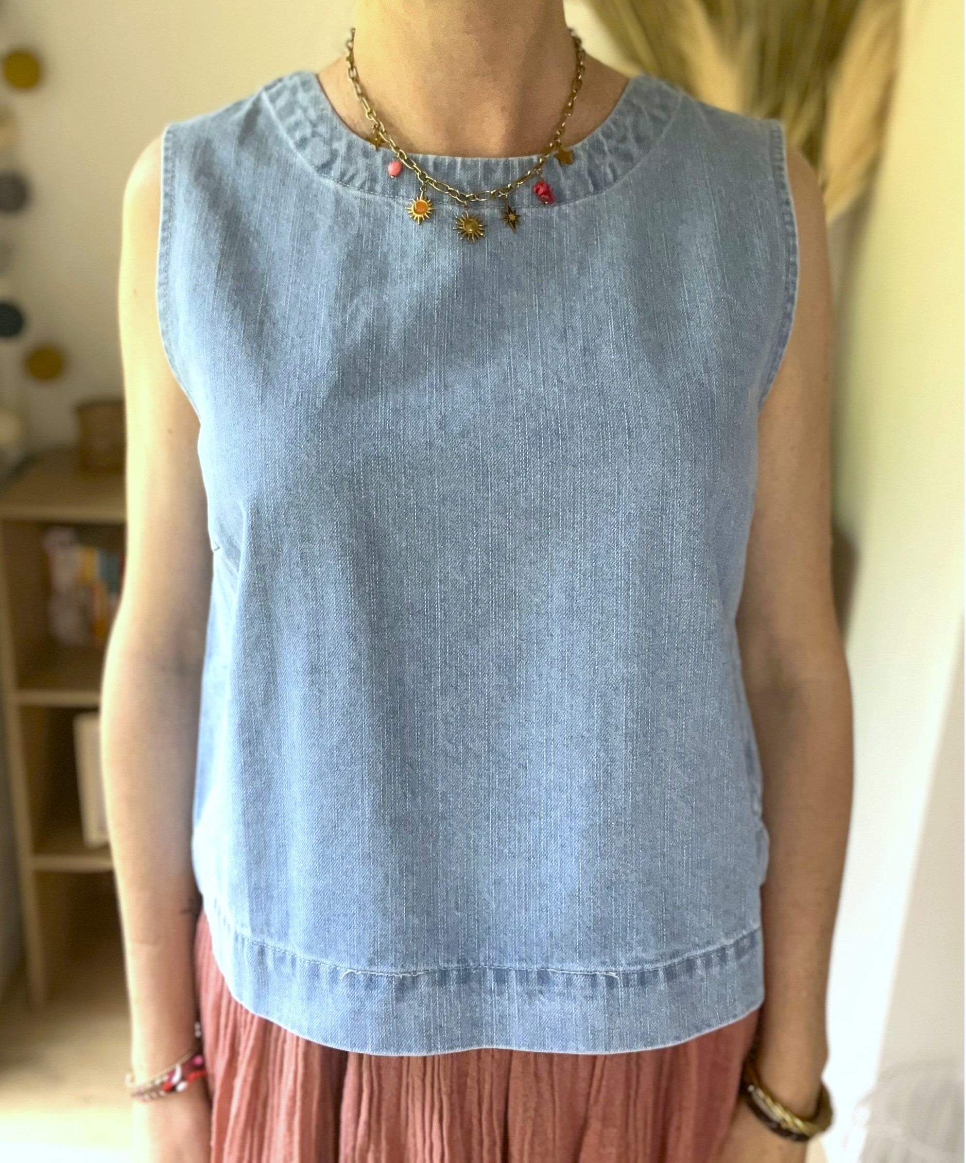 Top en denim liens à nouer Zoé - Neuf