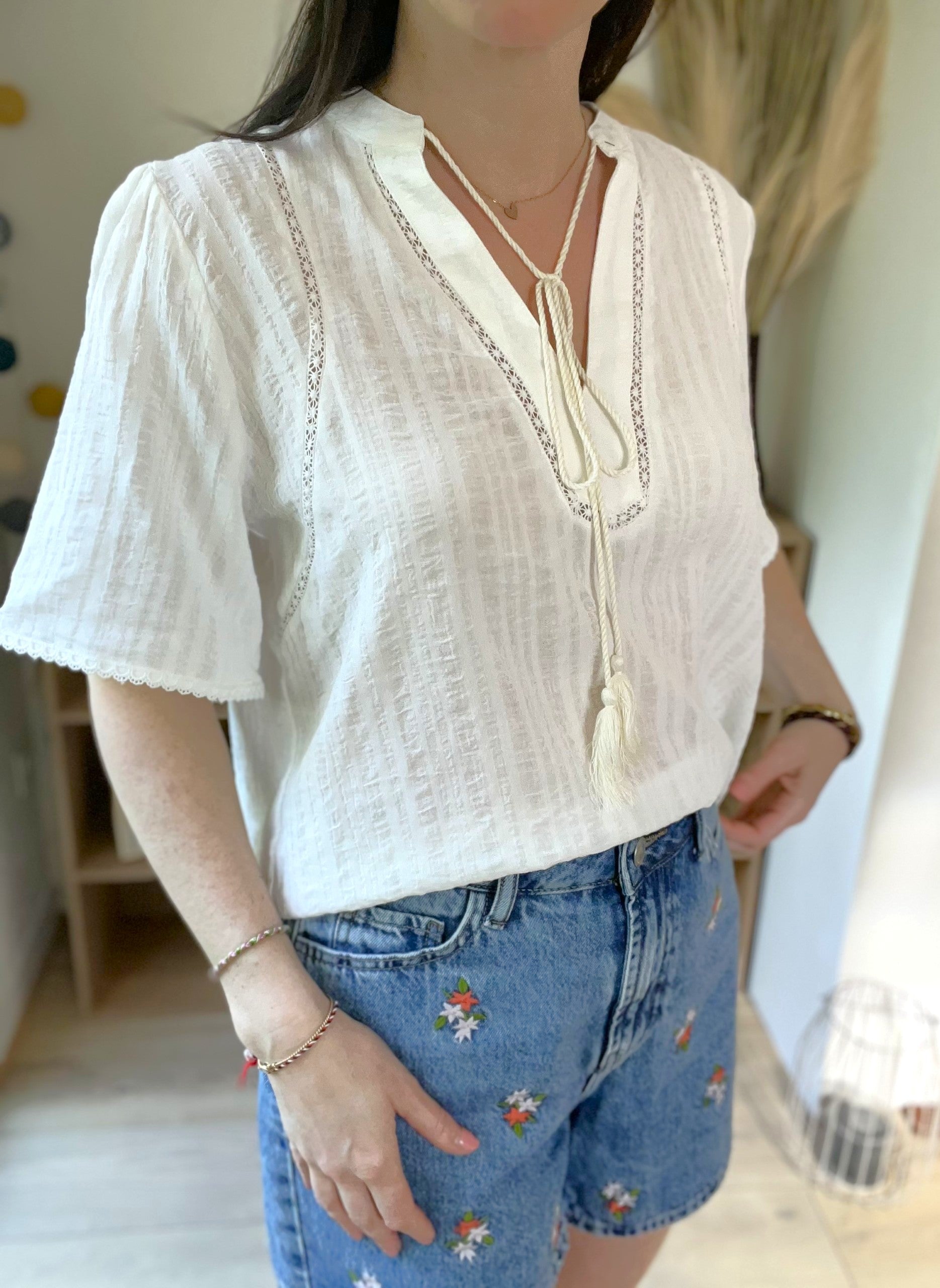 Blouse fluide bohème blanche SEE U SOON - Neuve