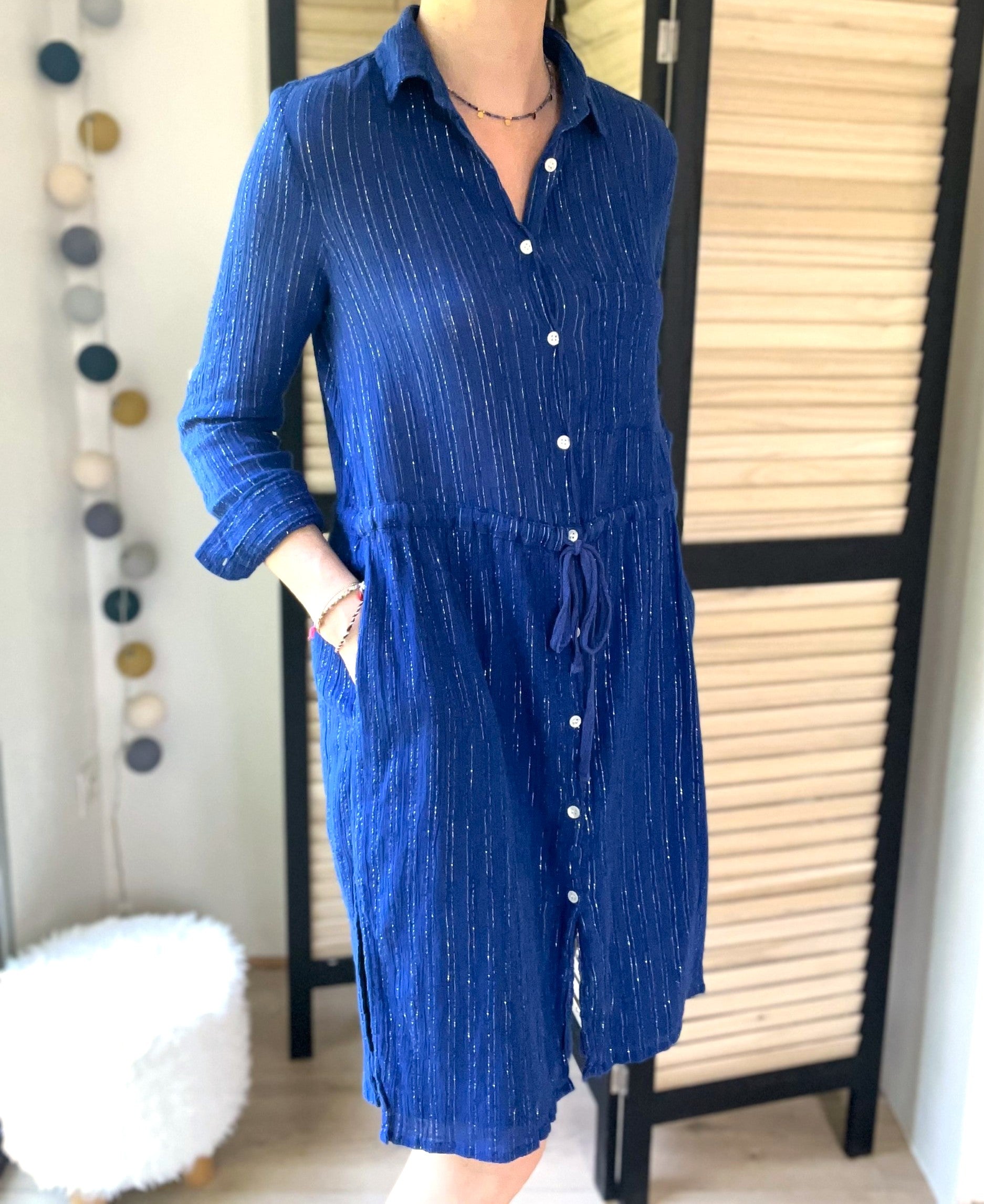 Robe chemise bleu roi - taille S - LEON & HARPER - Seconde main