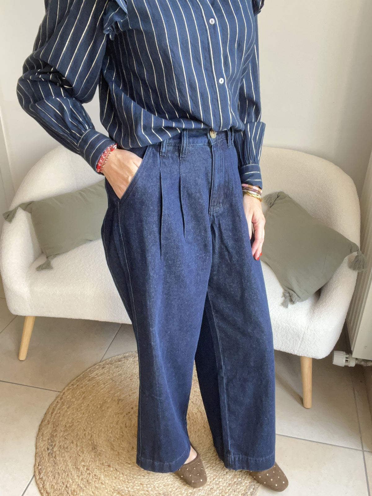 Jean wide bleu marine FRNCH - Neuf