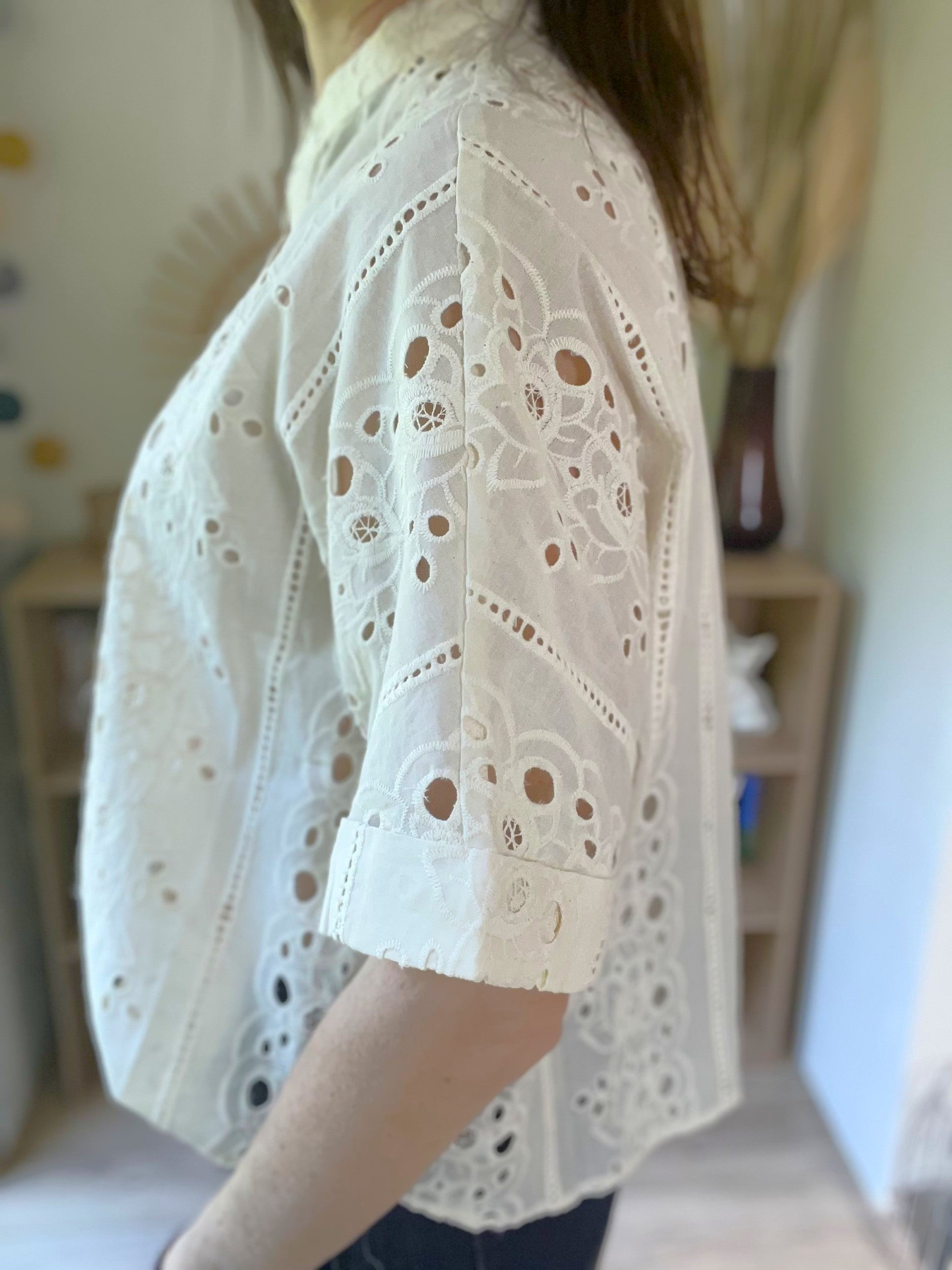 Blouse broderie anglaise ecru oversize SEE U SOON - Neuve