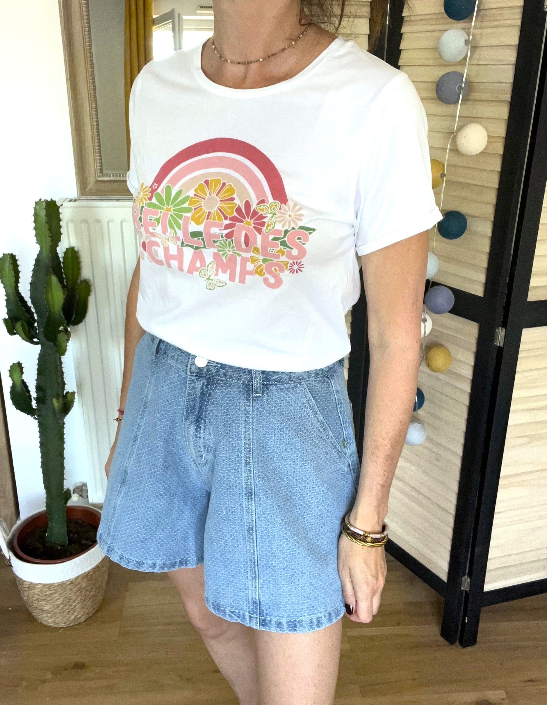 T-shirt blanc imprimé taille 2 - LA PETITE ETOILE - Seconde main
