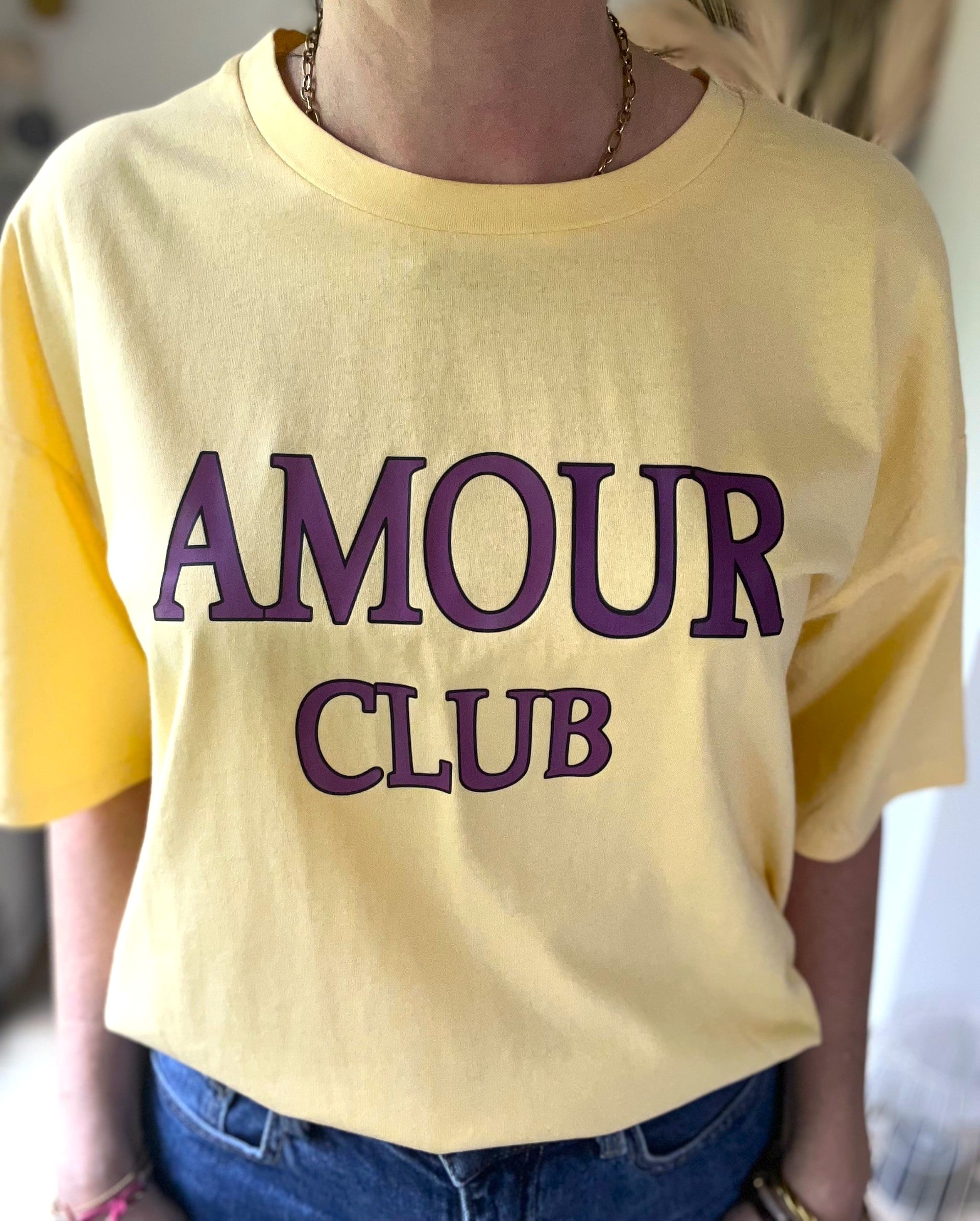 T-shirt oversize jaune et violet Amour - Neuf