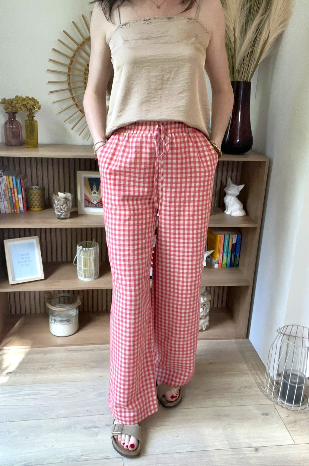 Pantalon femme vichy en coton SEE U SOON - Neuf