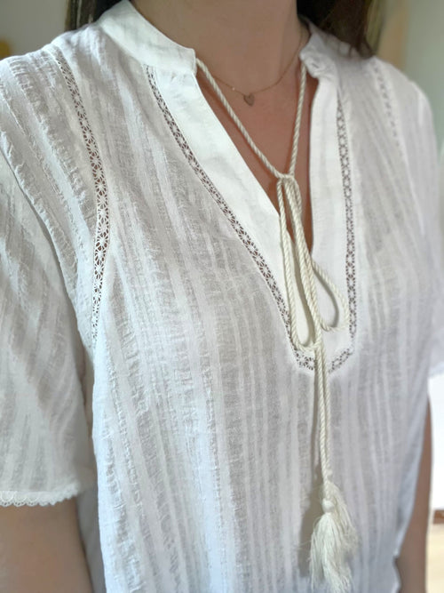 Blouse fluide bohème blanche SEE U SOON - Neuve