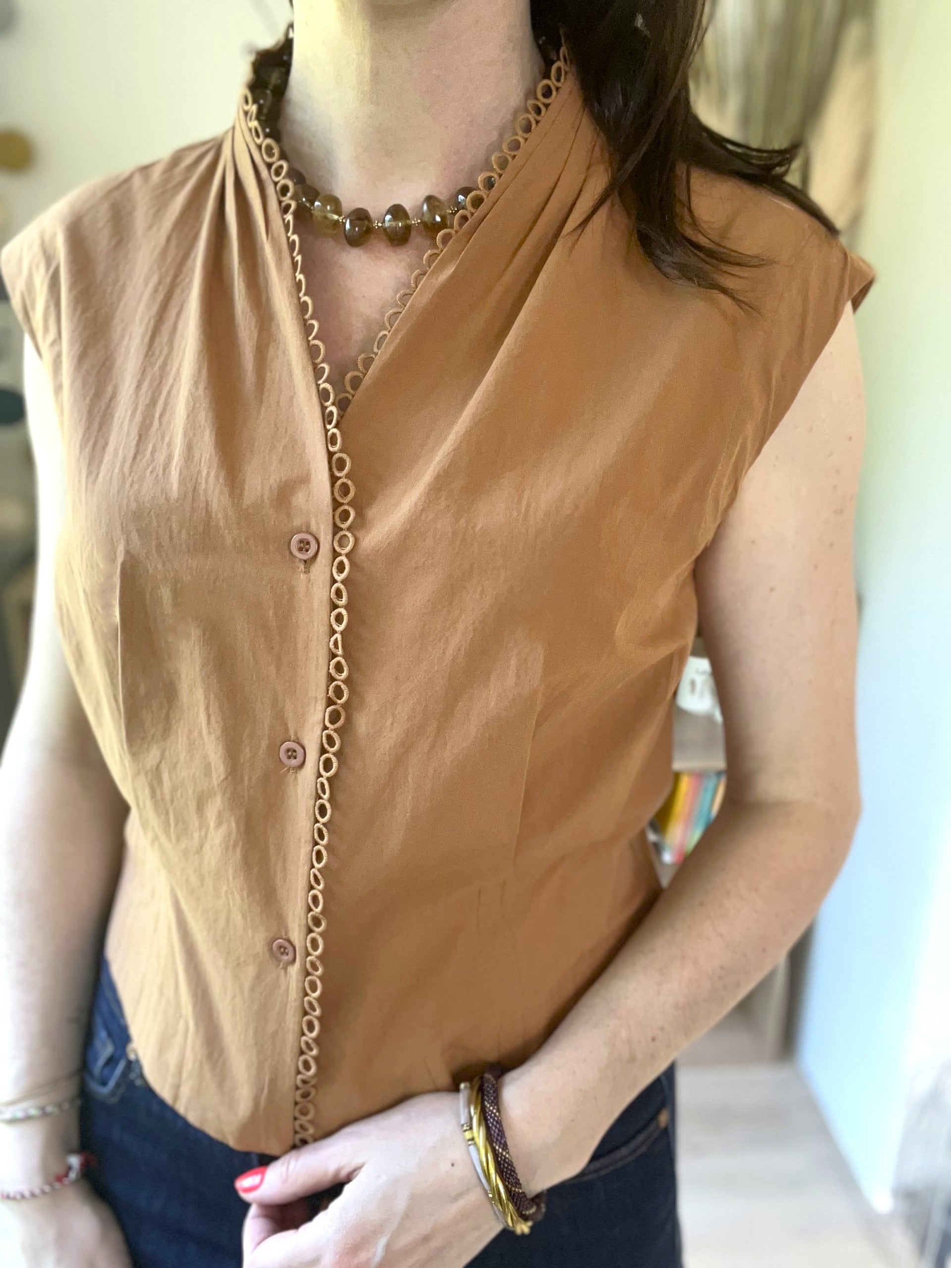 Top boutonné en coton camel SEE U SOON - Neuf