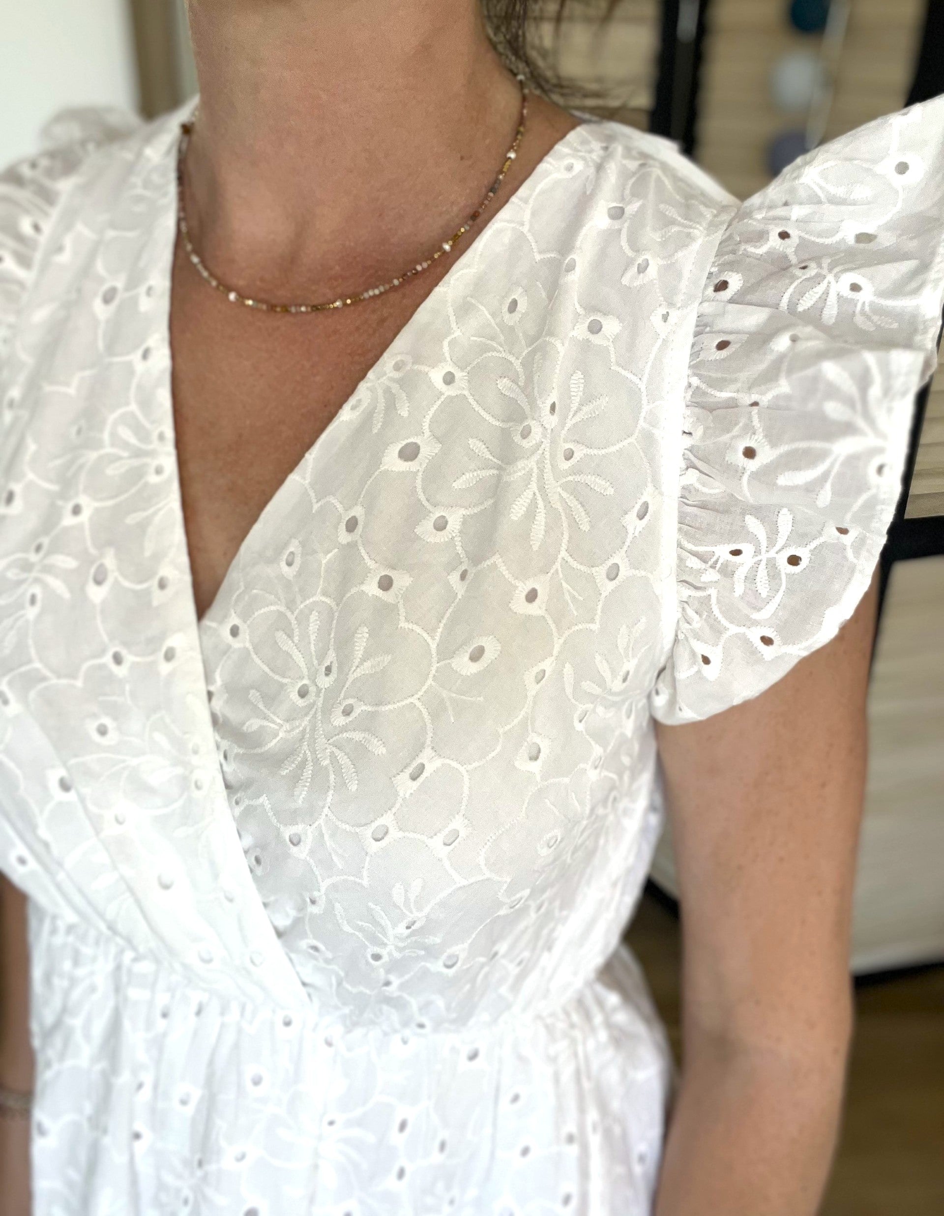 Robe blanche en broderie anglaise Mariette - Neuve