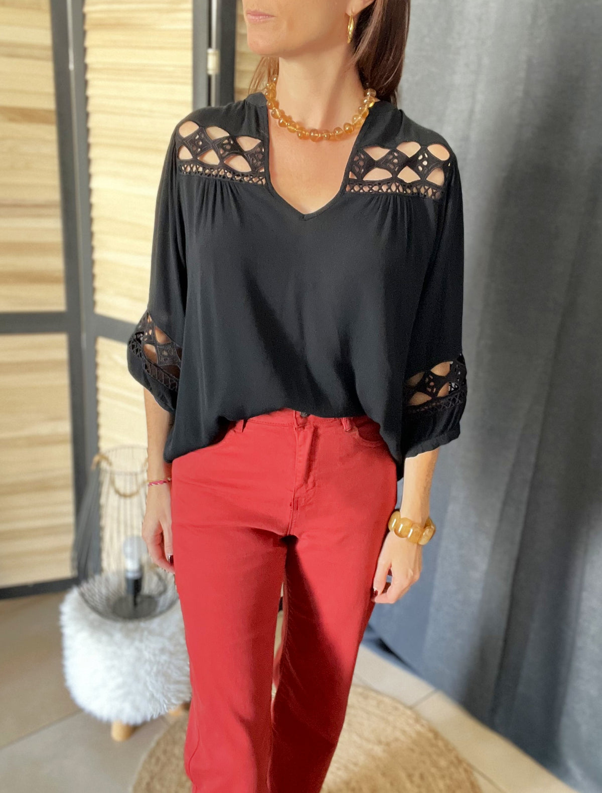 Blouse noire ajourée SEE U SOON – Seconde main