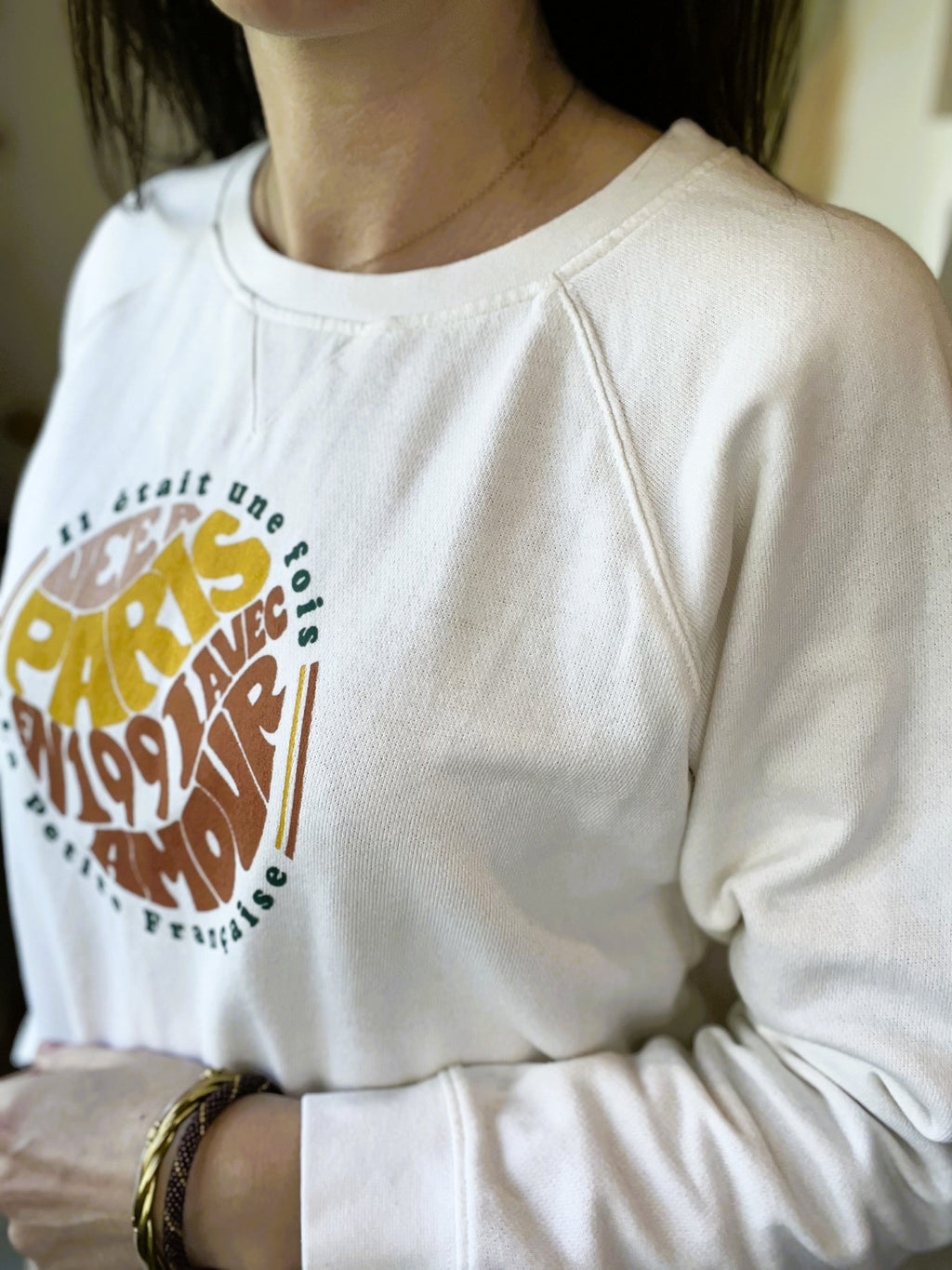 Sweat écru imprimé LA PETITE FRANCAISE taille M - Seconde main