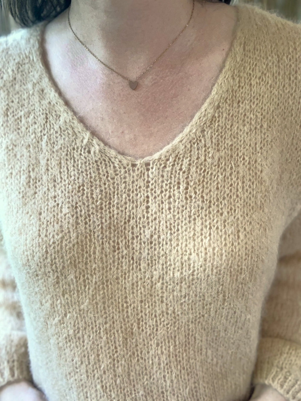 Pull femme en mohair beige - taille unique - ANDROMEDE - Seconde main