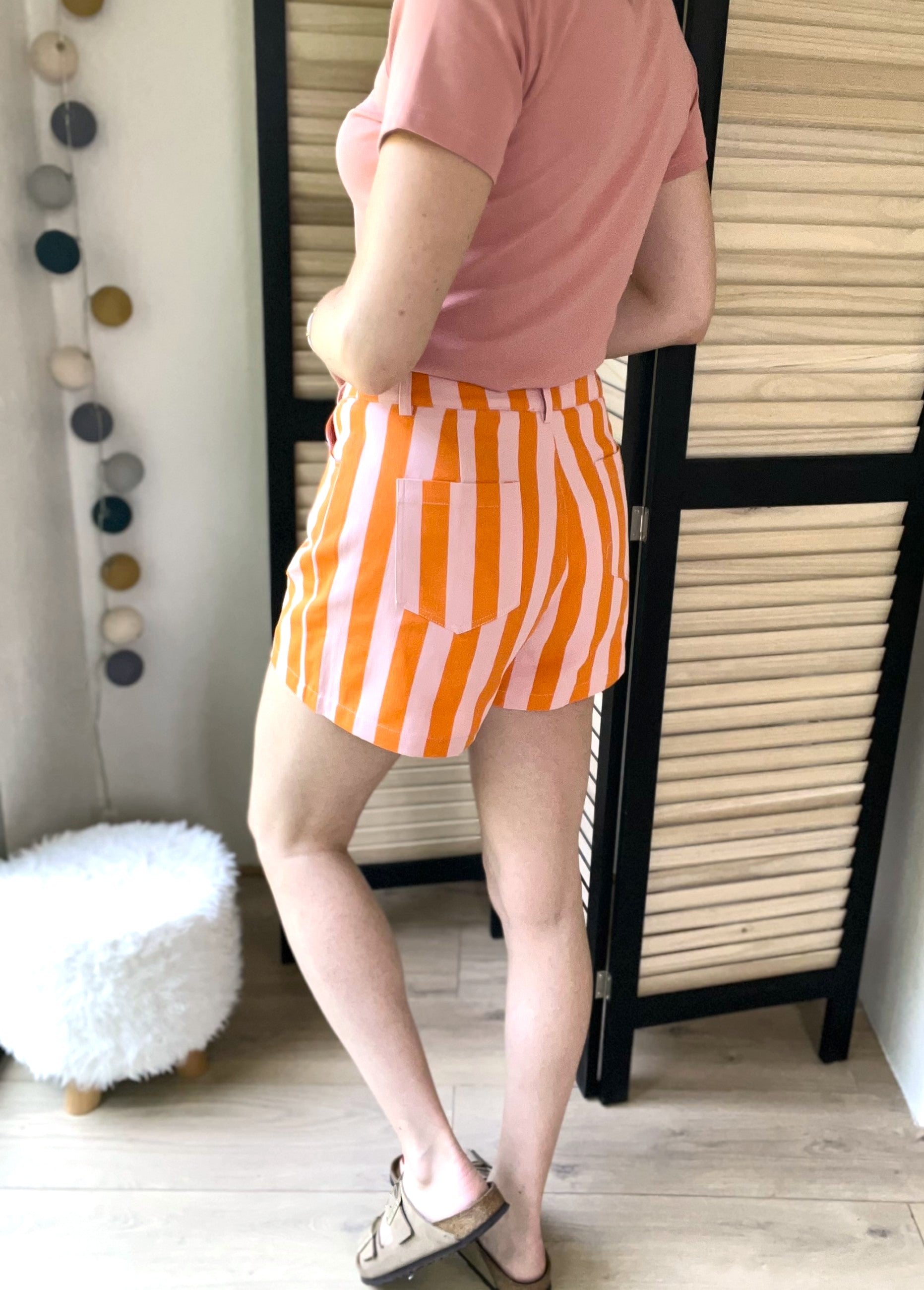 Short à rayures orange et rose Léon - Neuf