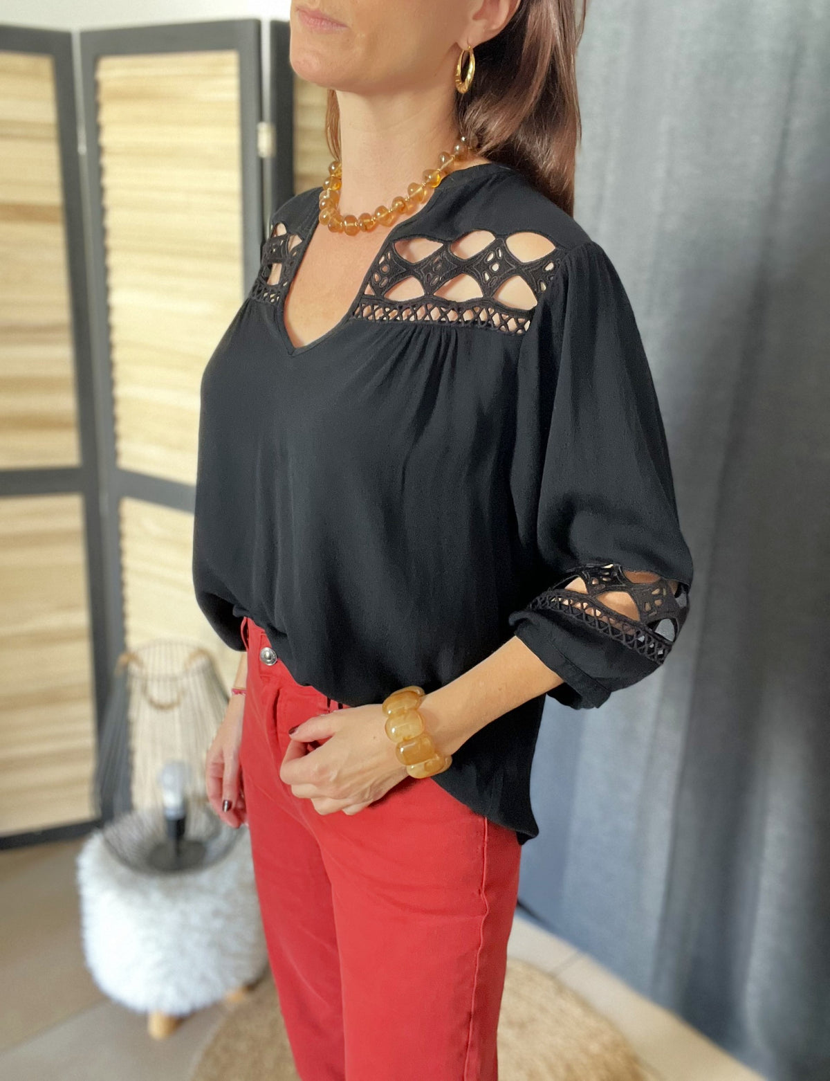 Blouse noire ajourée SEE U SOON – Seconde main