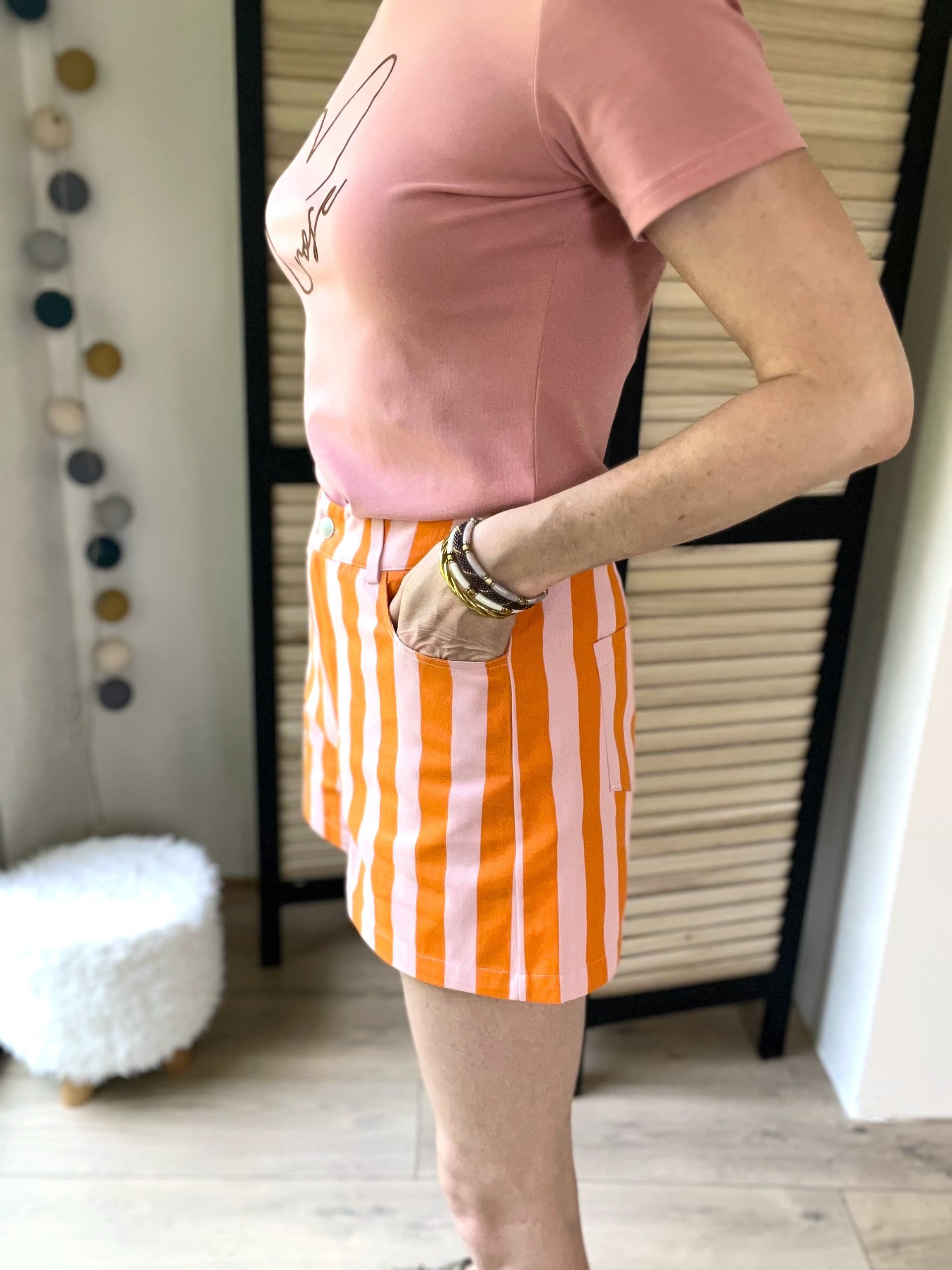 Short à rayures orange et rose Léon - Neuf