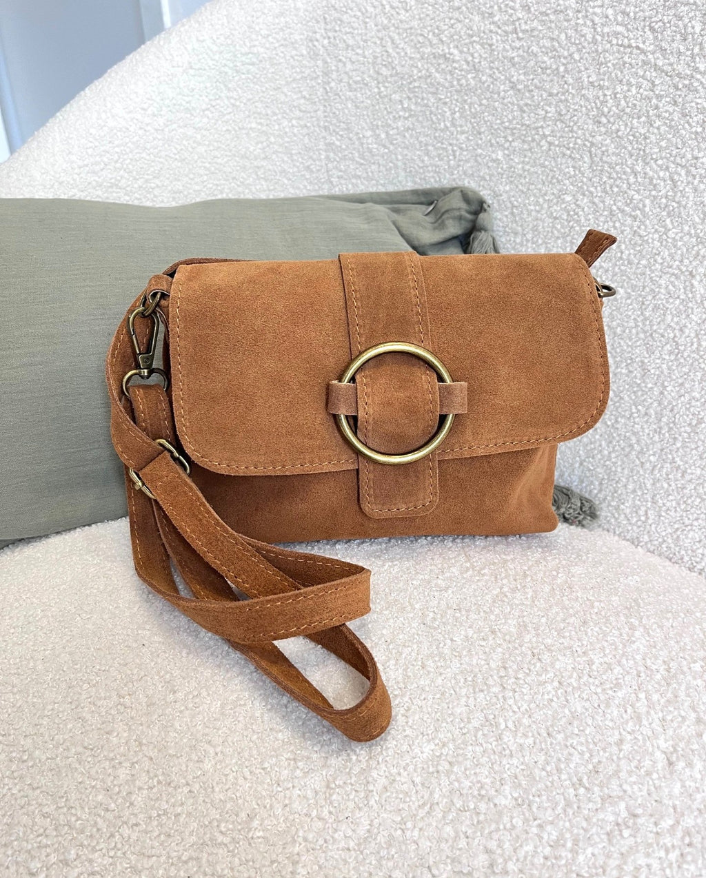 Sac bandoulière en croûte de cuir - 3 coloris – Neuf