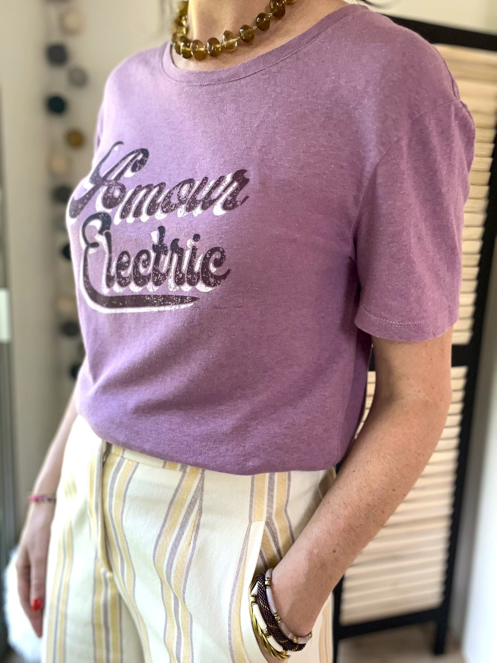 T-shirt coton et lin mauve - taille 1 - SUNCOO - Seconde main