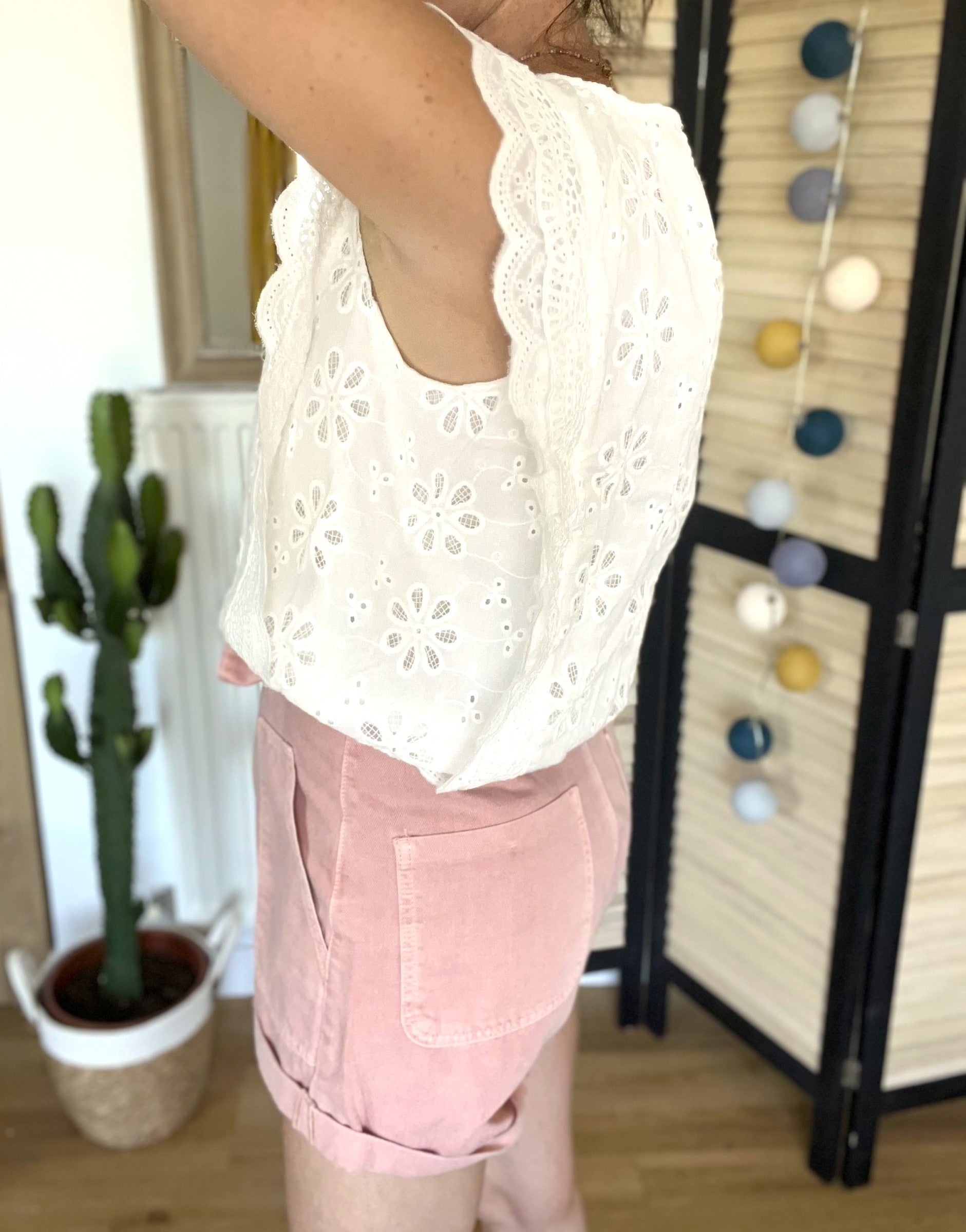Blouse blanche brodée SEE U SOON - Neuve