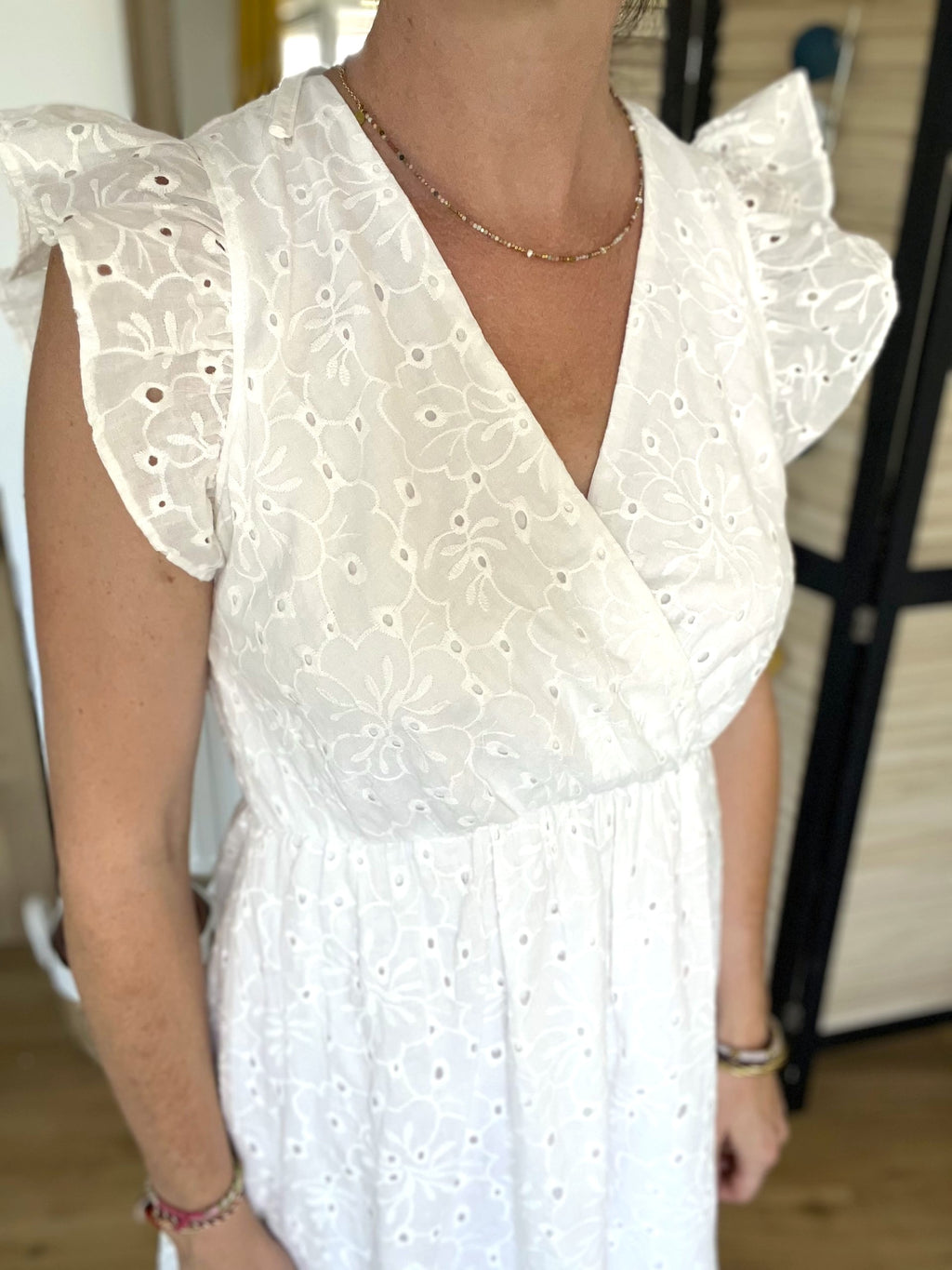 Robe blanche en broderie anglaise Mariette - Neuve