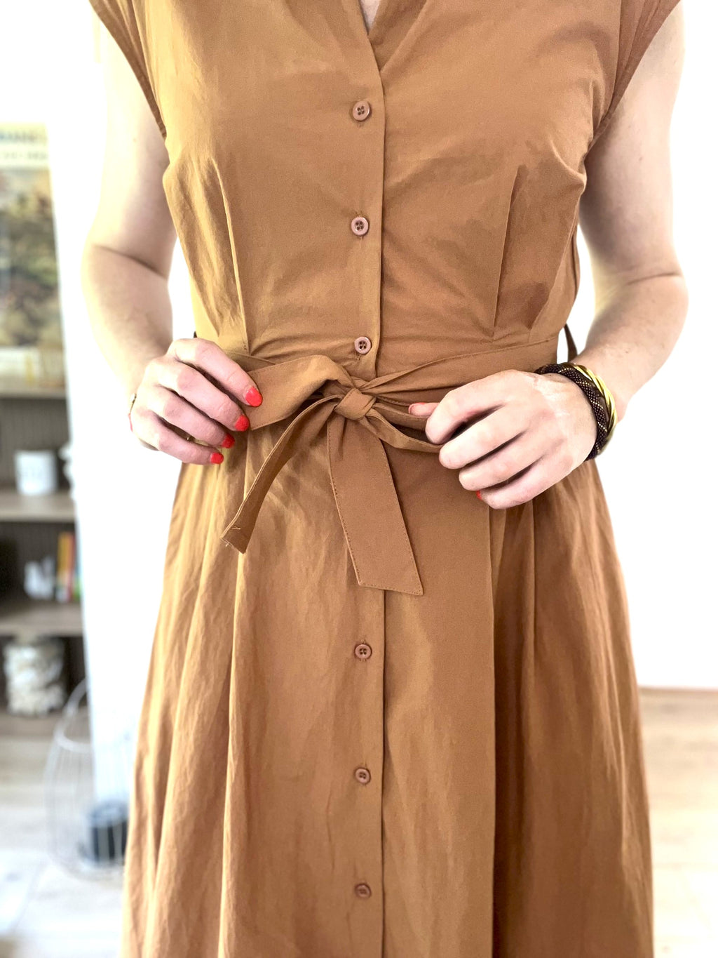 Robe longue en coton camel SEE U SOON - Neuve