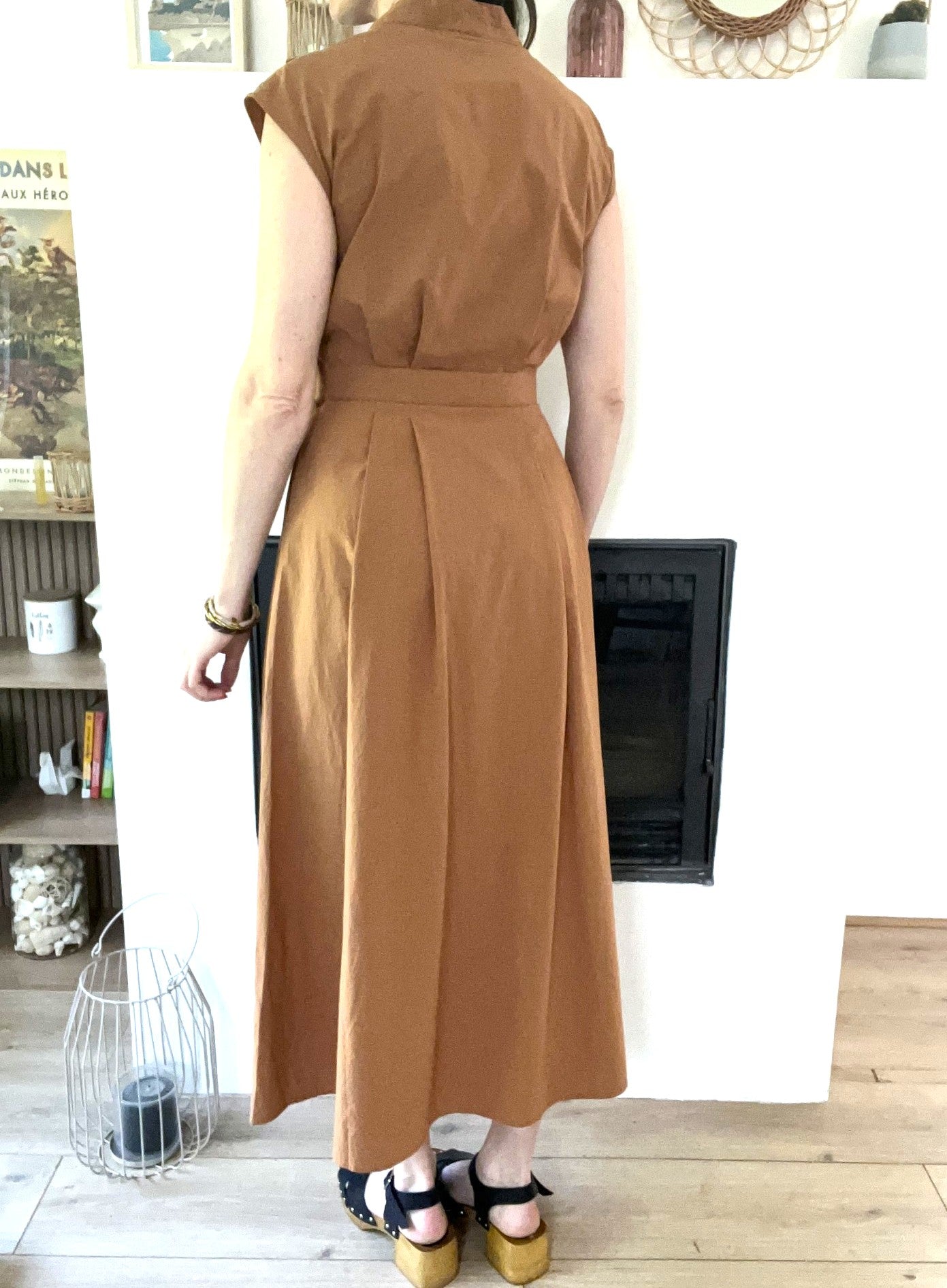Robe longue en coton camel SEE U SOON - Neuve