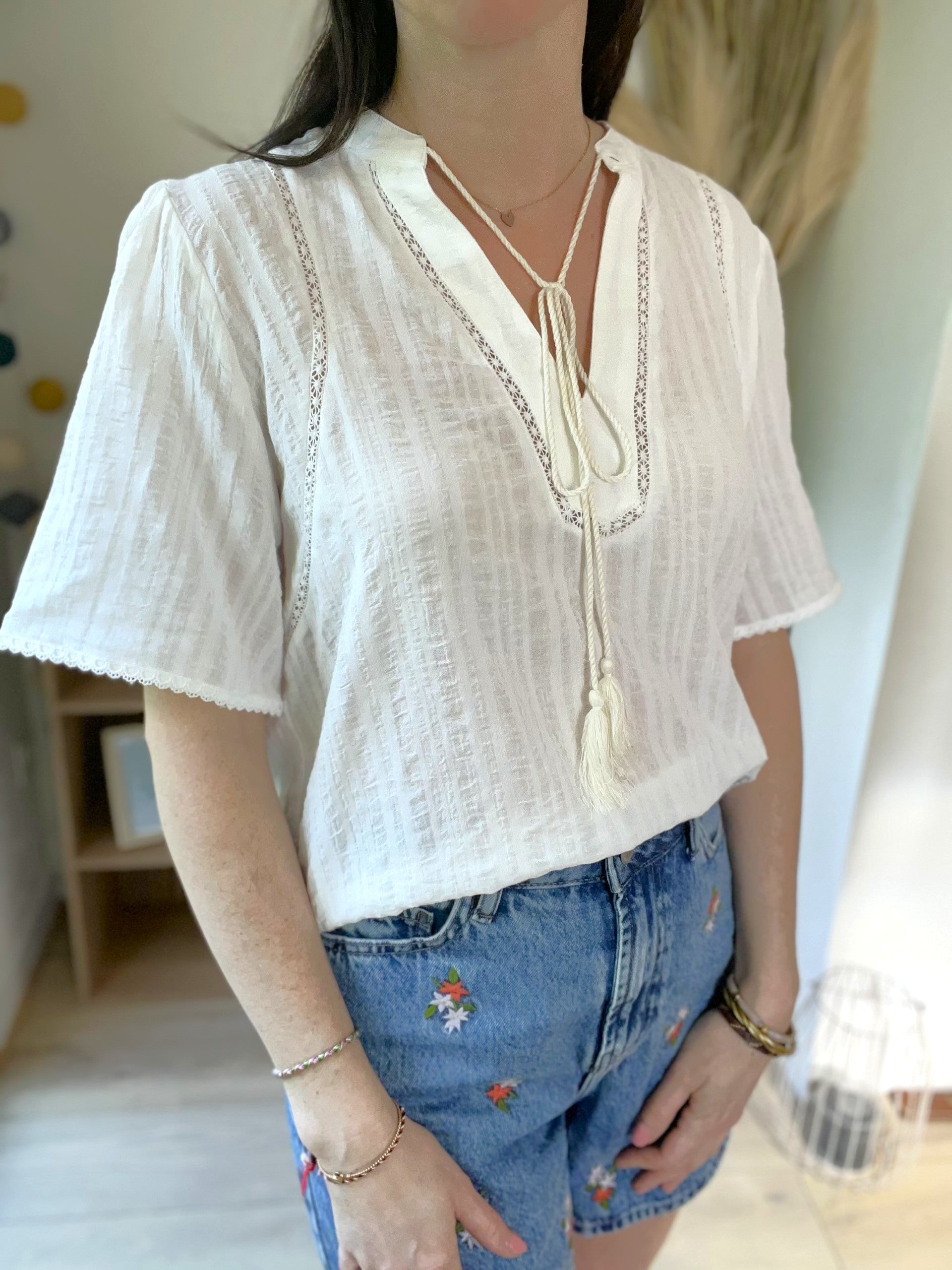 Blouse fluide bohème blanche SEE U SOON - Neuve