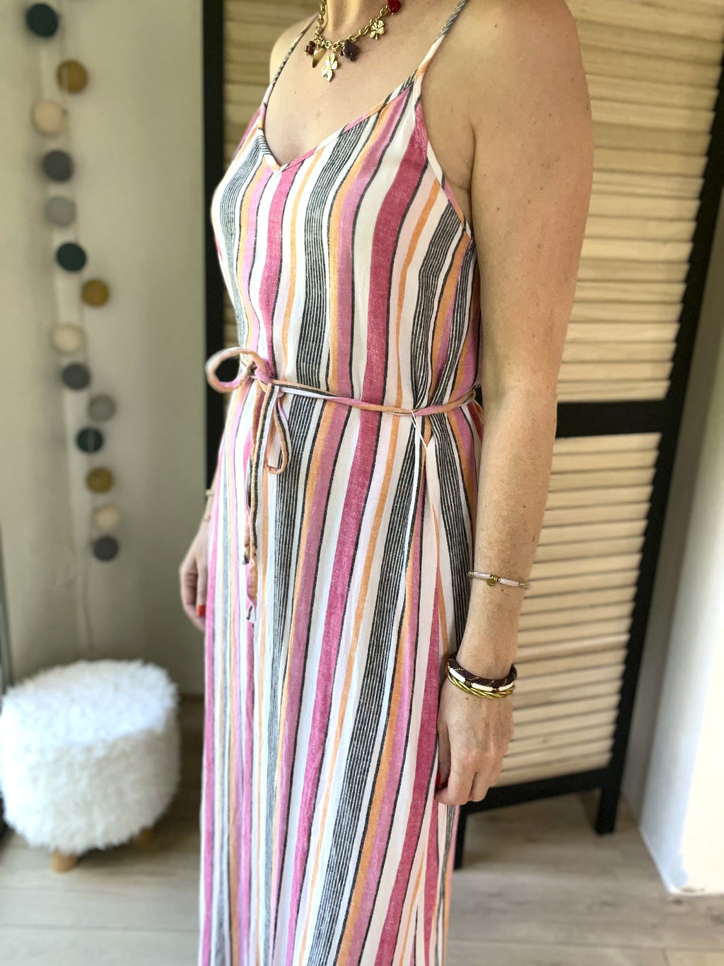 Robe longue rayée à bretelles - taille S - VERO MODA - Seconde main