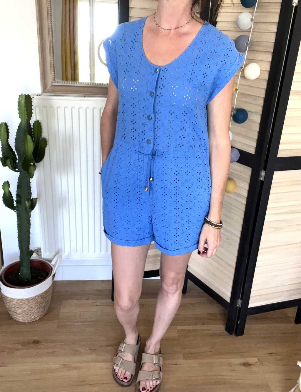 Combishort brodée bleue taille 1 - LA PETITE ETOILE - Seconde main