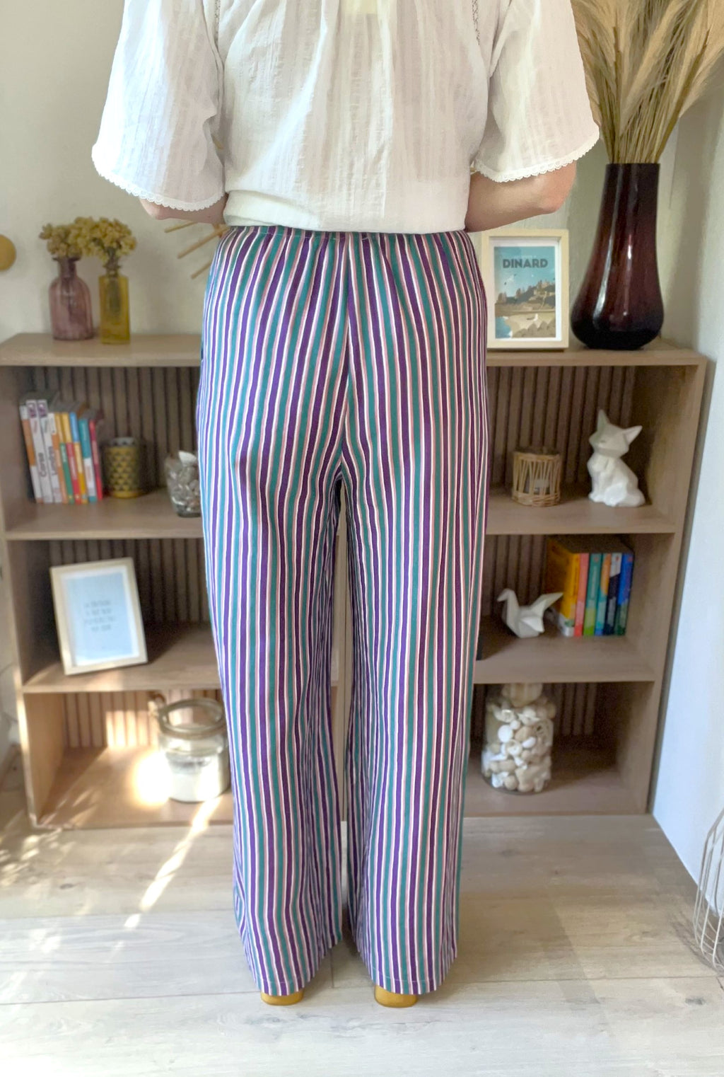 Pantalon fluide rayé multicolore SEE U SOON - Neuf