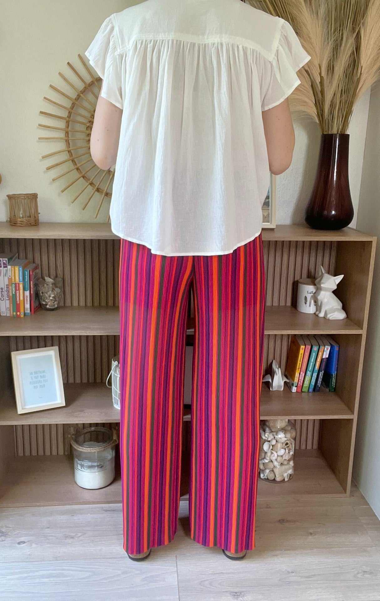 Pantalon fluide rayé multicolore taille haute GRACE & MILA - Seconde main