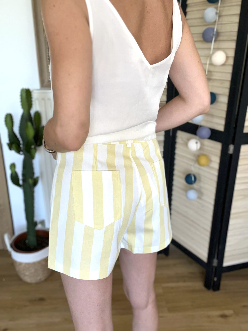 Short rayé jaune et blanc Léon - Neuf
