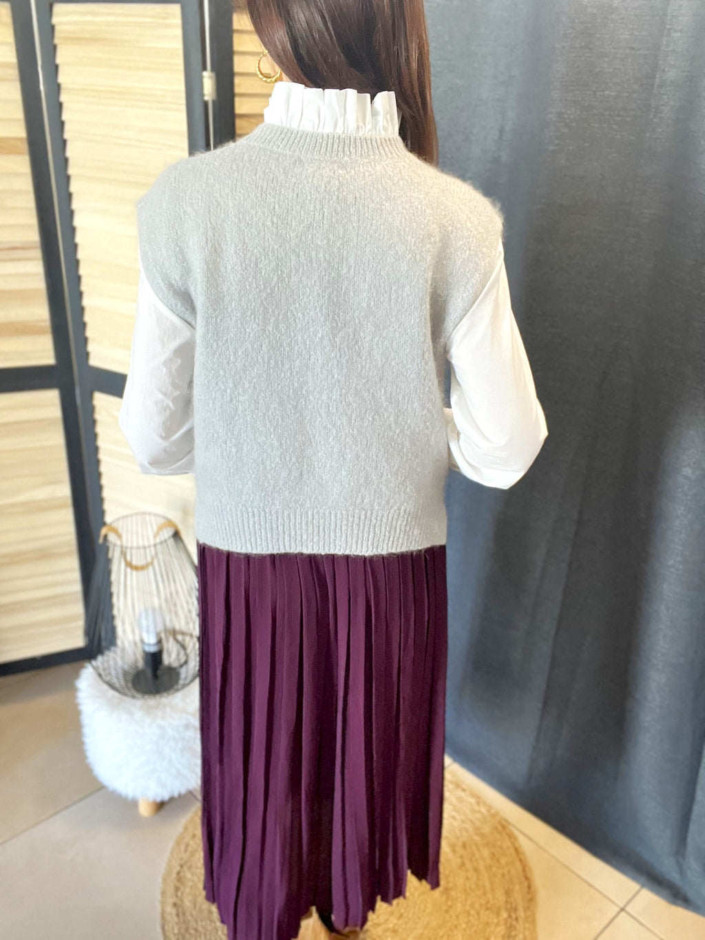 Pull sans manche gris perle MAELYS – Seconde main