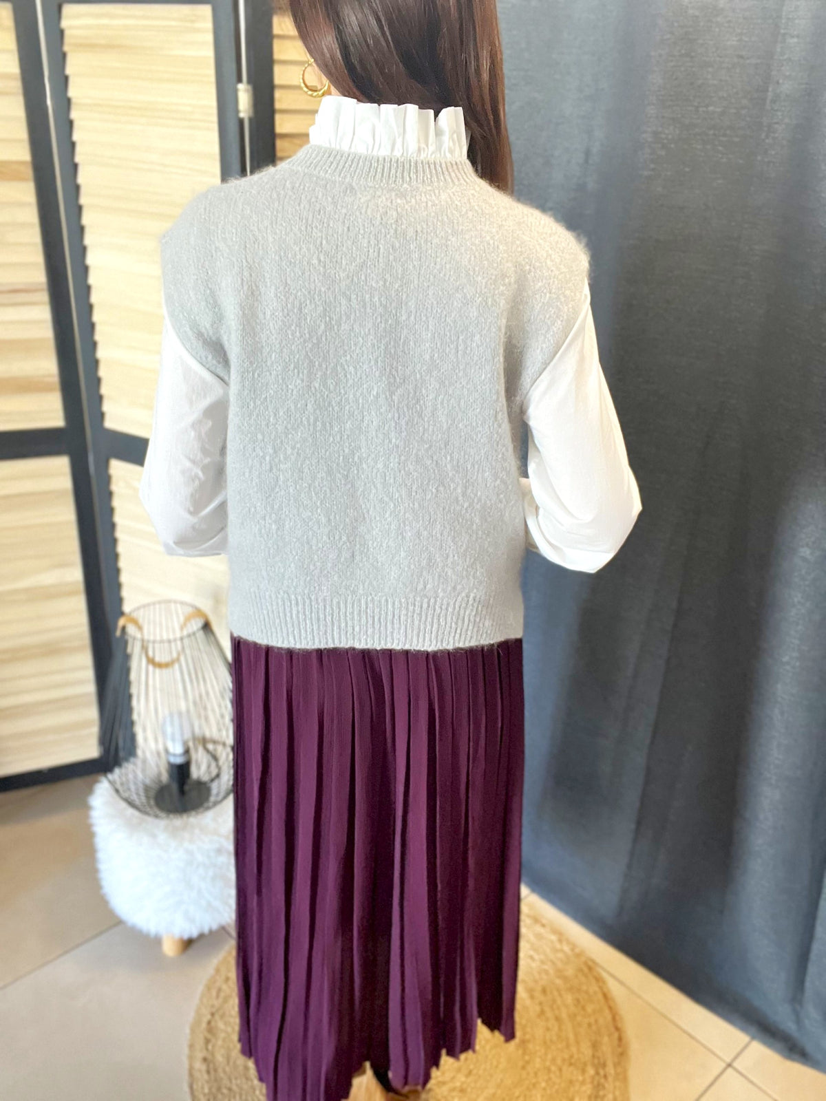 Pull sans manche gris perle MAELYS – Seconde main