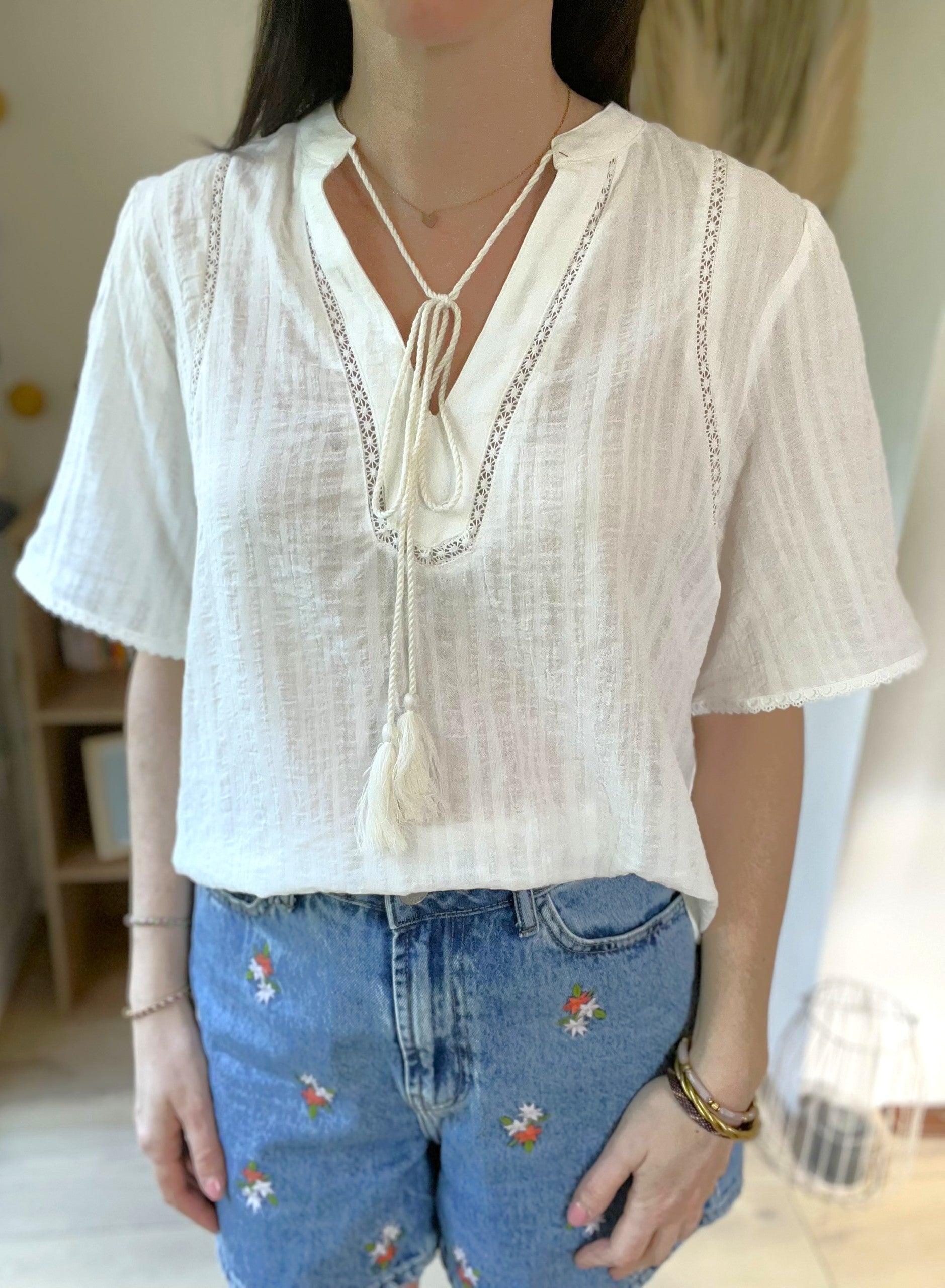 Blouse fluide bohème blanche SEE U SOON - Neuve