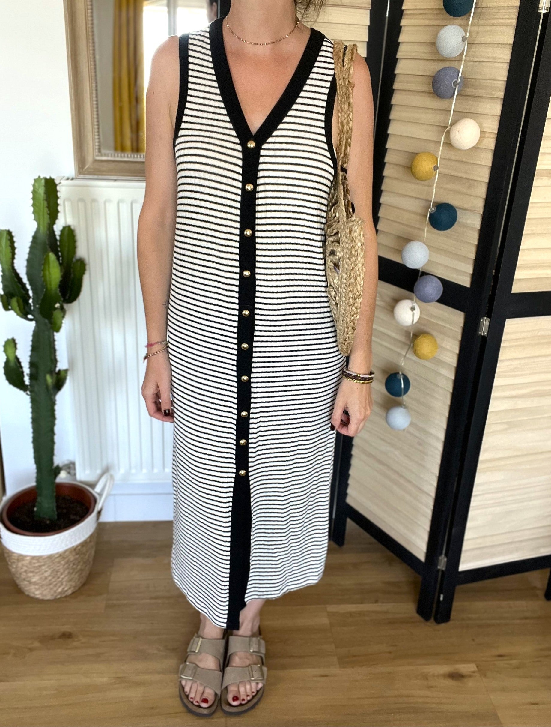 Robe marinière noire et écru taille S - VILA - Seconde main