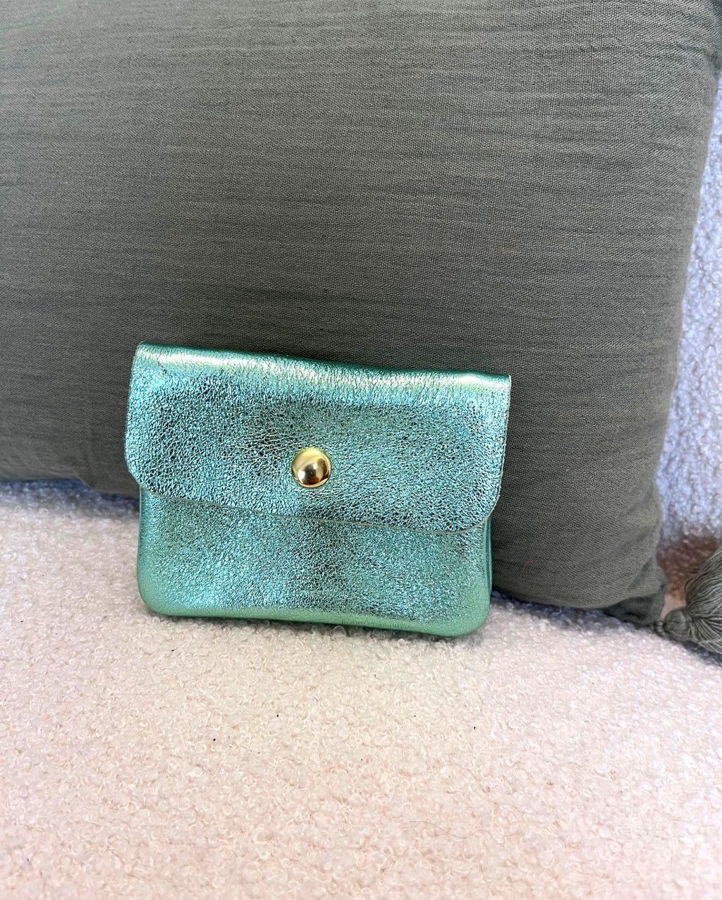 Petit porte-monnaie en cuir irisé – 3 coloris - Neuf