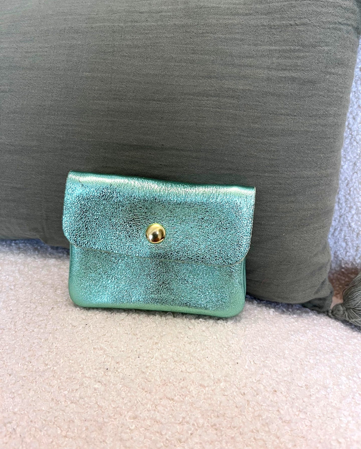 Petit porte-monnaie en cuir irisé – 3 coloris - Neuf