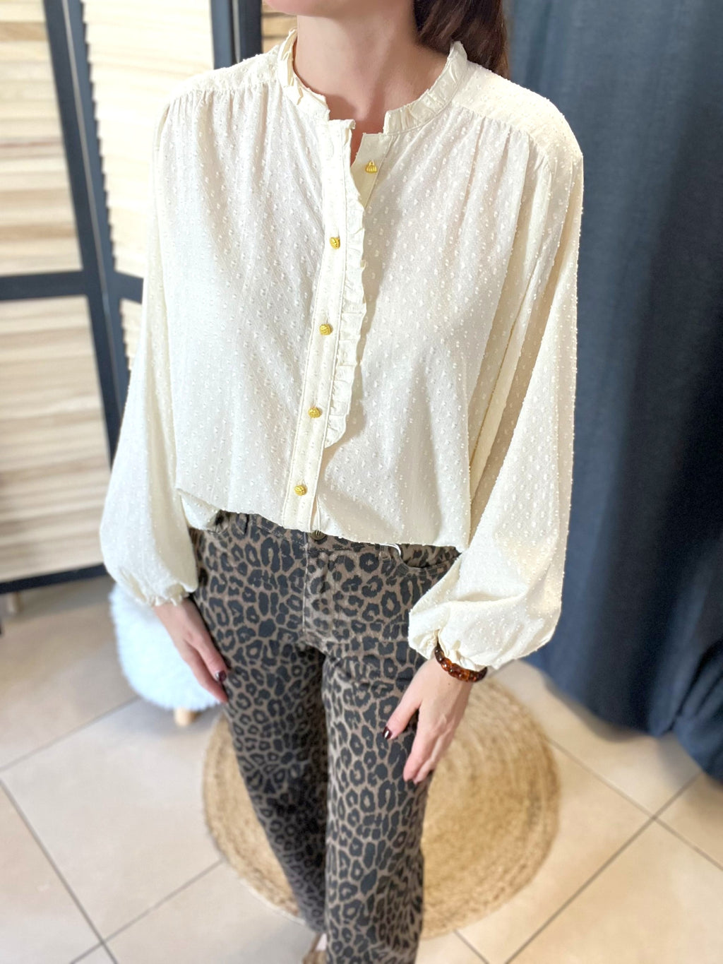 Blouse écrue plumetis RUE MAZARINE – Seconde main