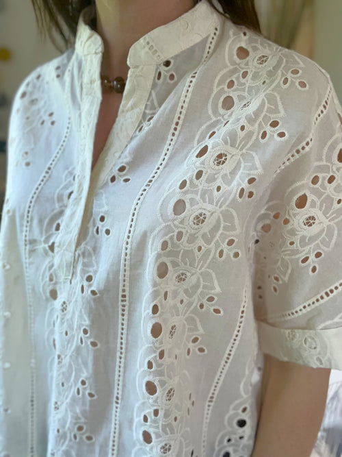 Blouse broderie anglaise ecru oversize SEE U SOON - Neuve