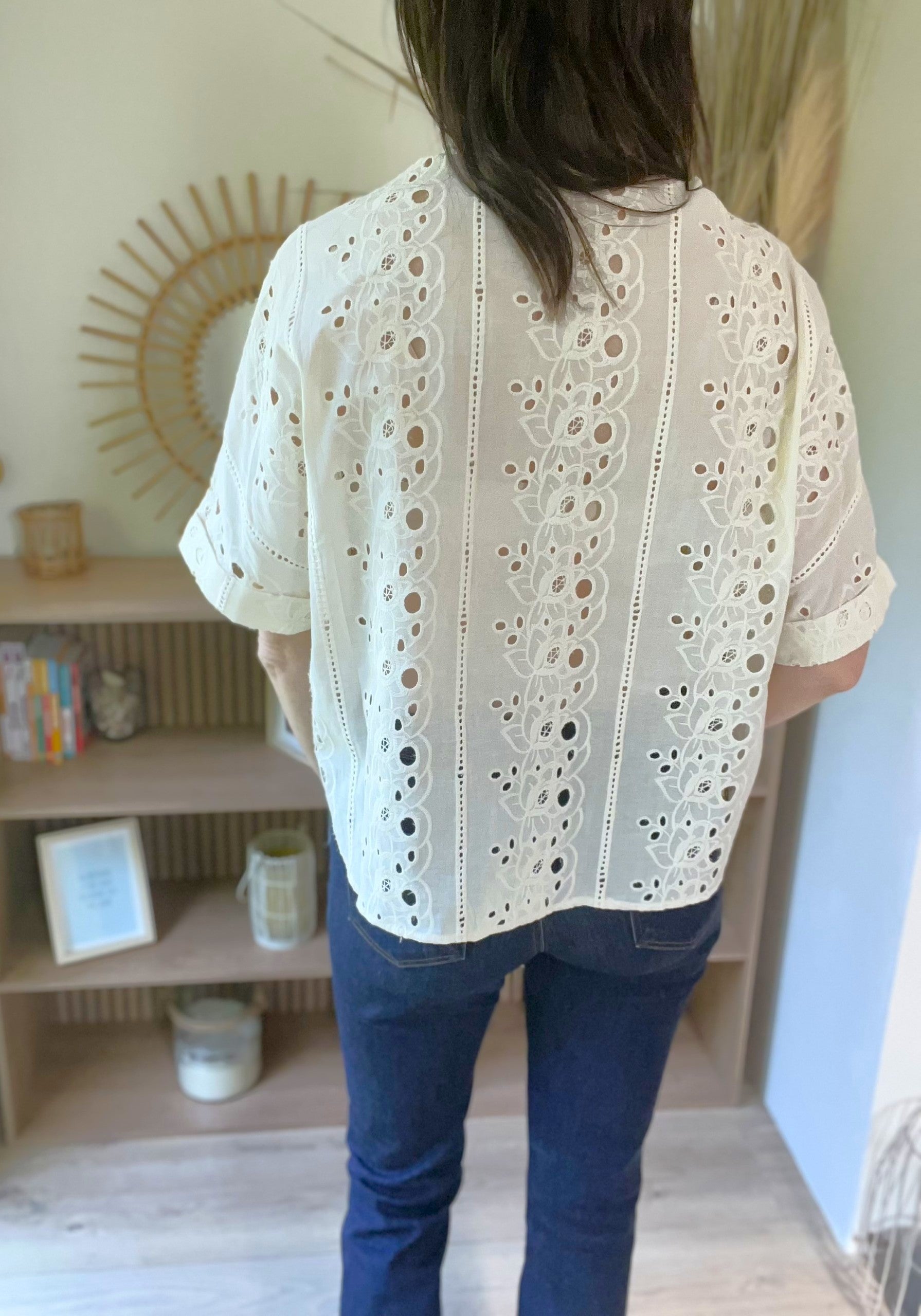Blouse broderie anglaise ecru oversize SEE U SOON - Neuve