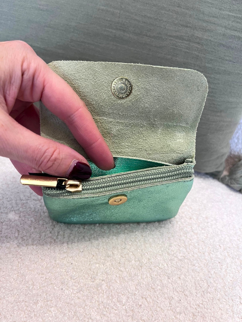 Petit porte-monnaie en cuir irisé – 3 coloris - Neuf