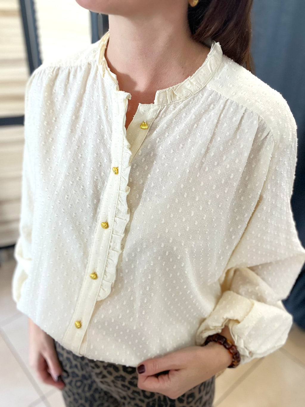 Blouse écrue plumetis RUE MAZARINE – Seconde main