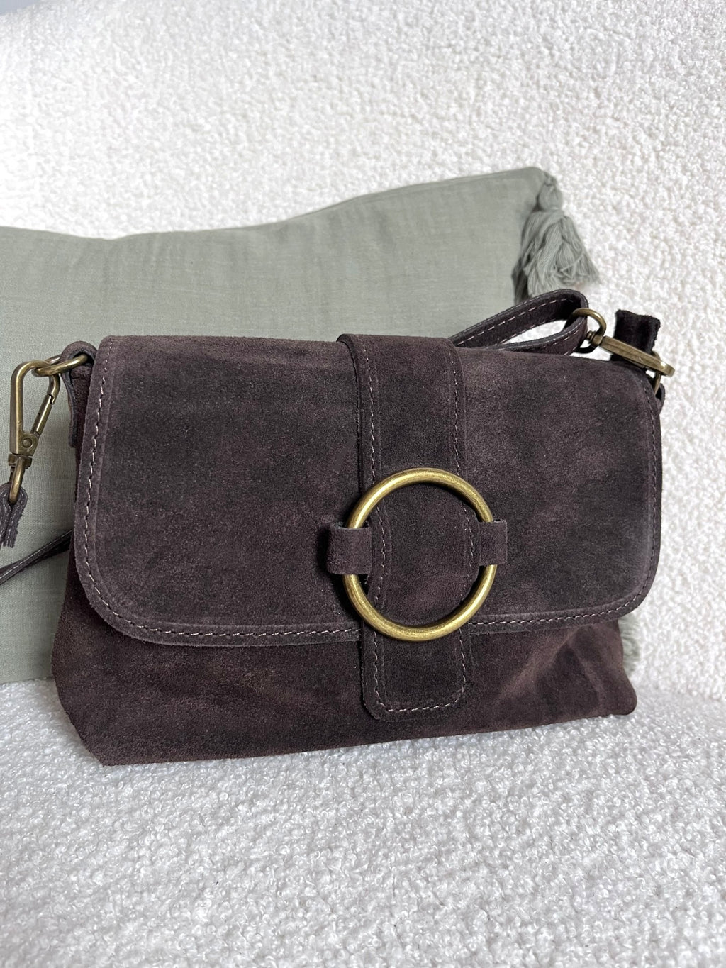 Sac bandoulière en croûte de cuir - 2 coloris – Neuf