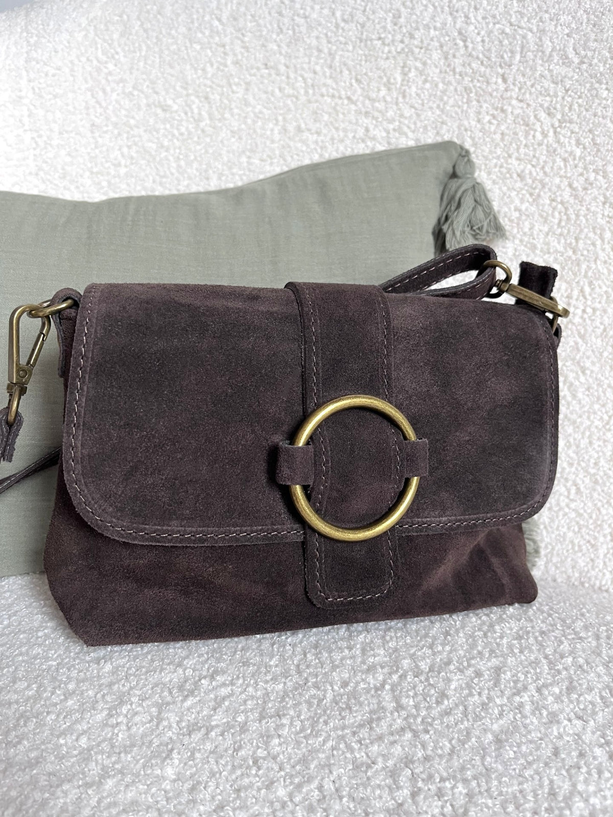 Sac bandoulière en croûte de cuir - 2 coloris – Neuf