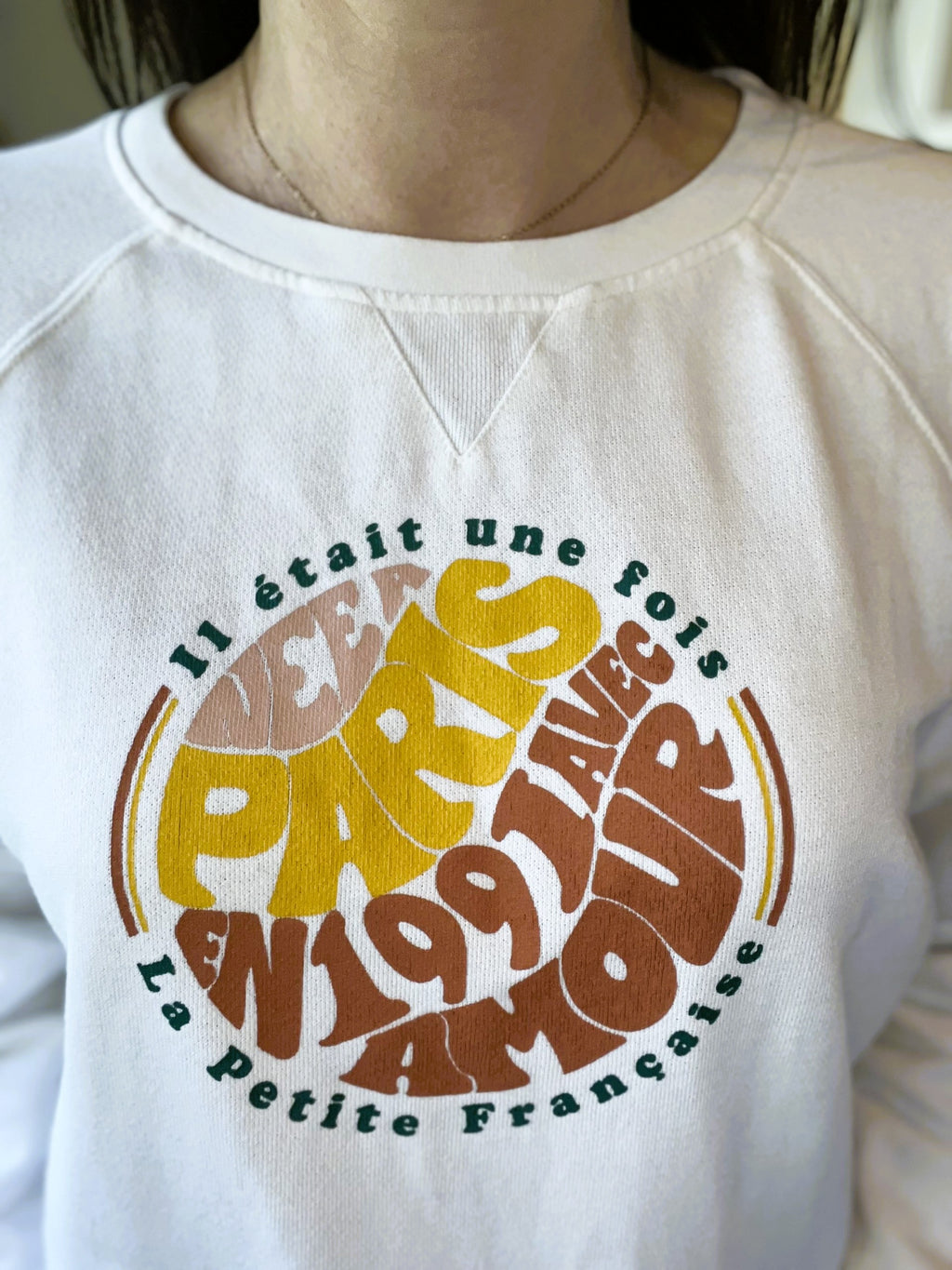 Sweat écru imprimé LA PETITE FRANCAISE taille M - Seconde main