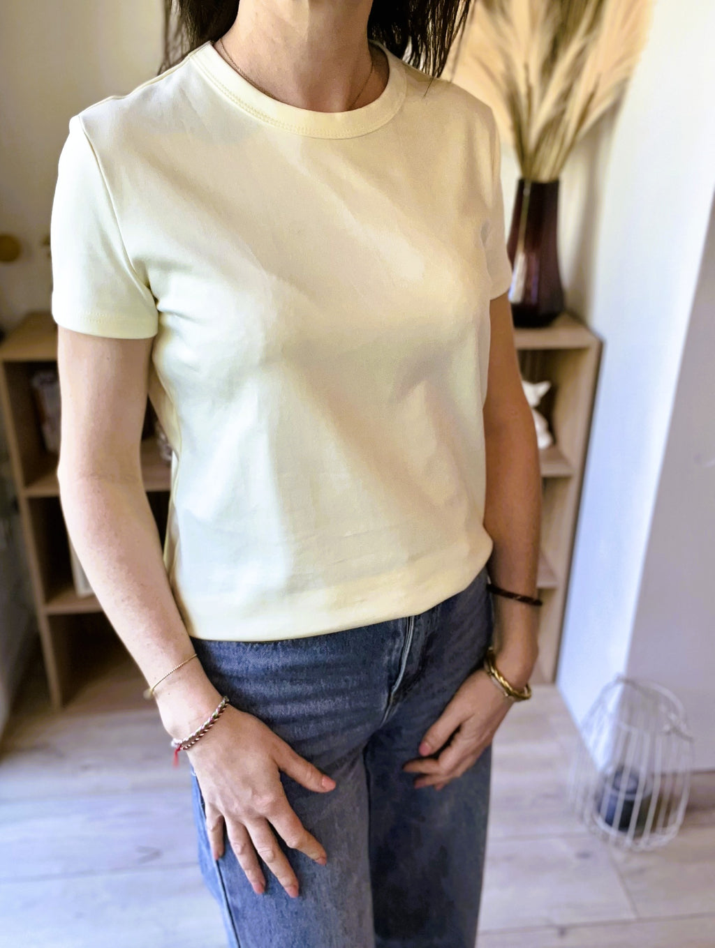 T-shirt manches courtes jaune Lucie - Neuf