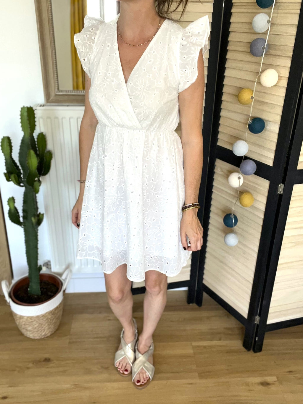 Robe blanche en broderie anglaise Mariette - Neuve